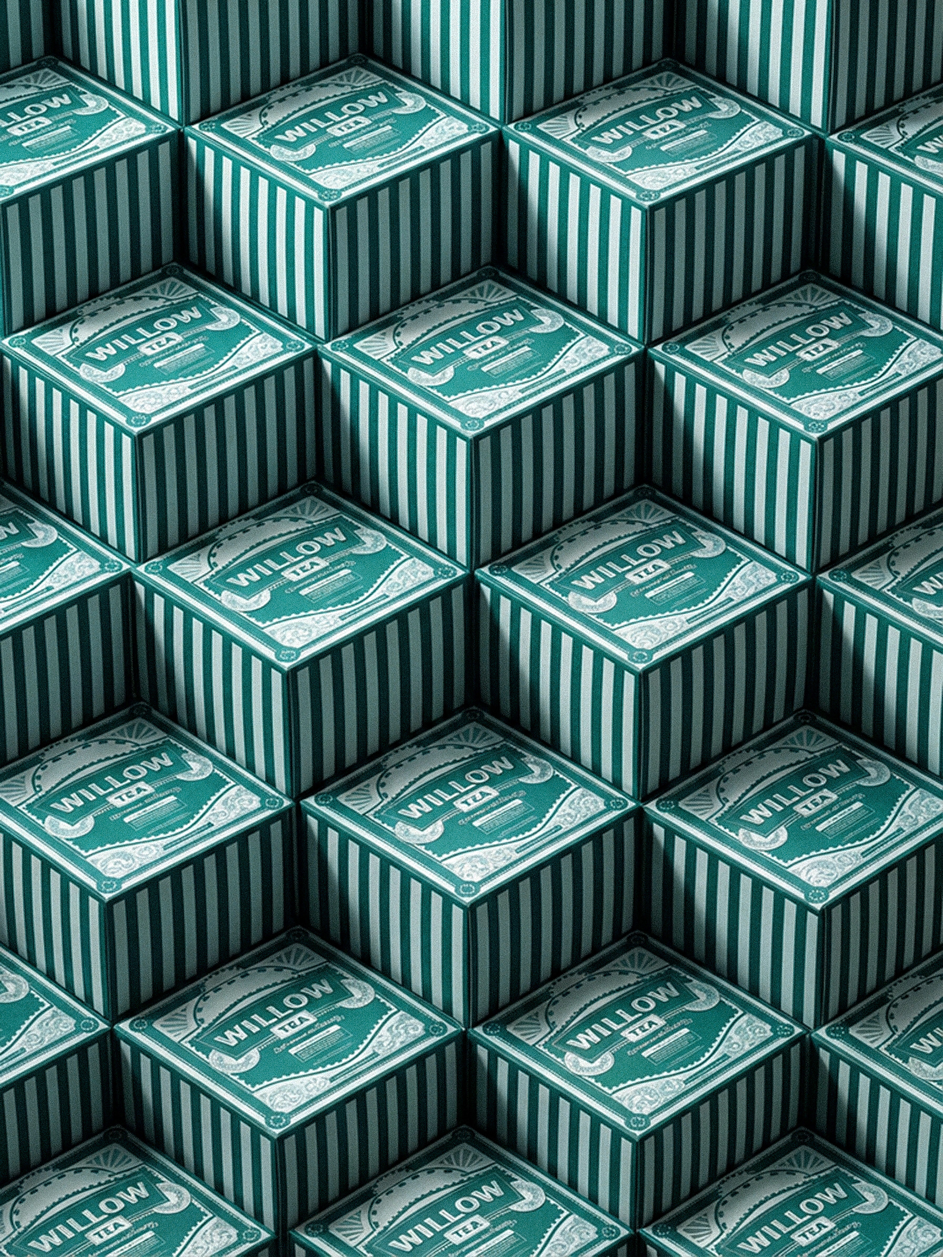 Retro tea brand identity design including logo, packaging, and vintage typography — human-made graphic design by McKenzie Design