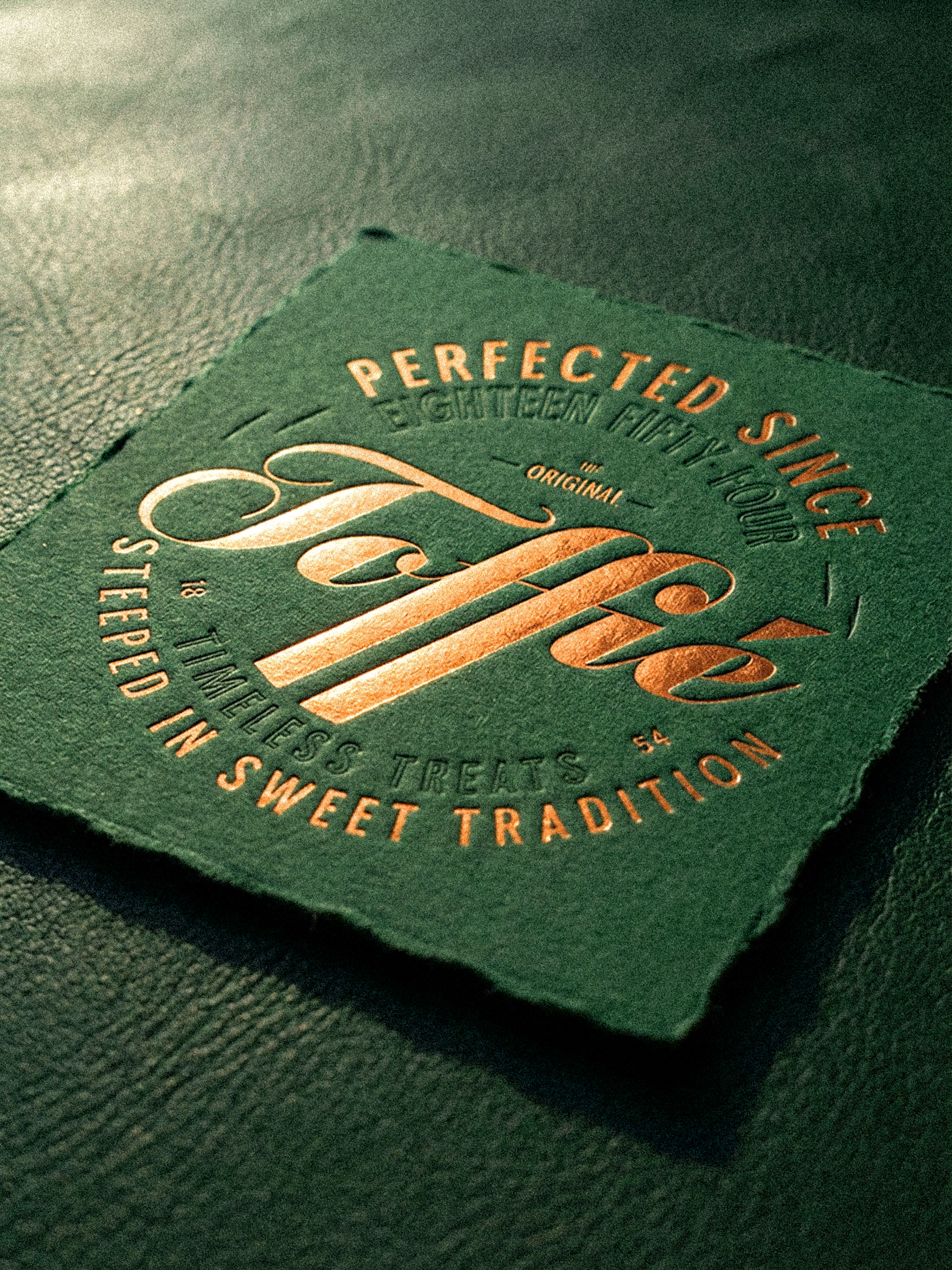 Hand-crafted retro toffee packaging design with luxurious vintage aesthetics and traditional typography — brand identity by McKenzie Design