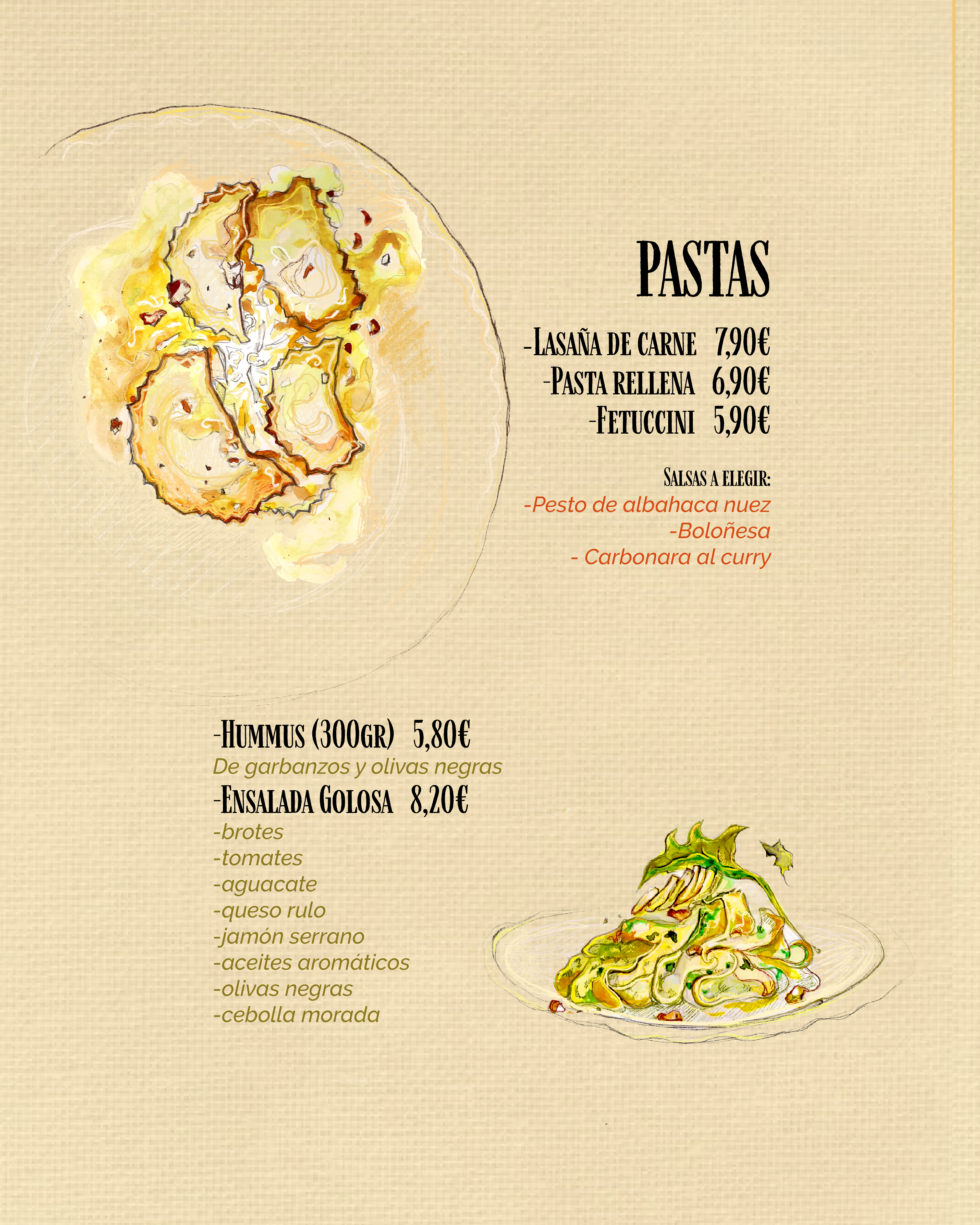 Pastas and appetizers
