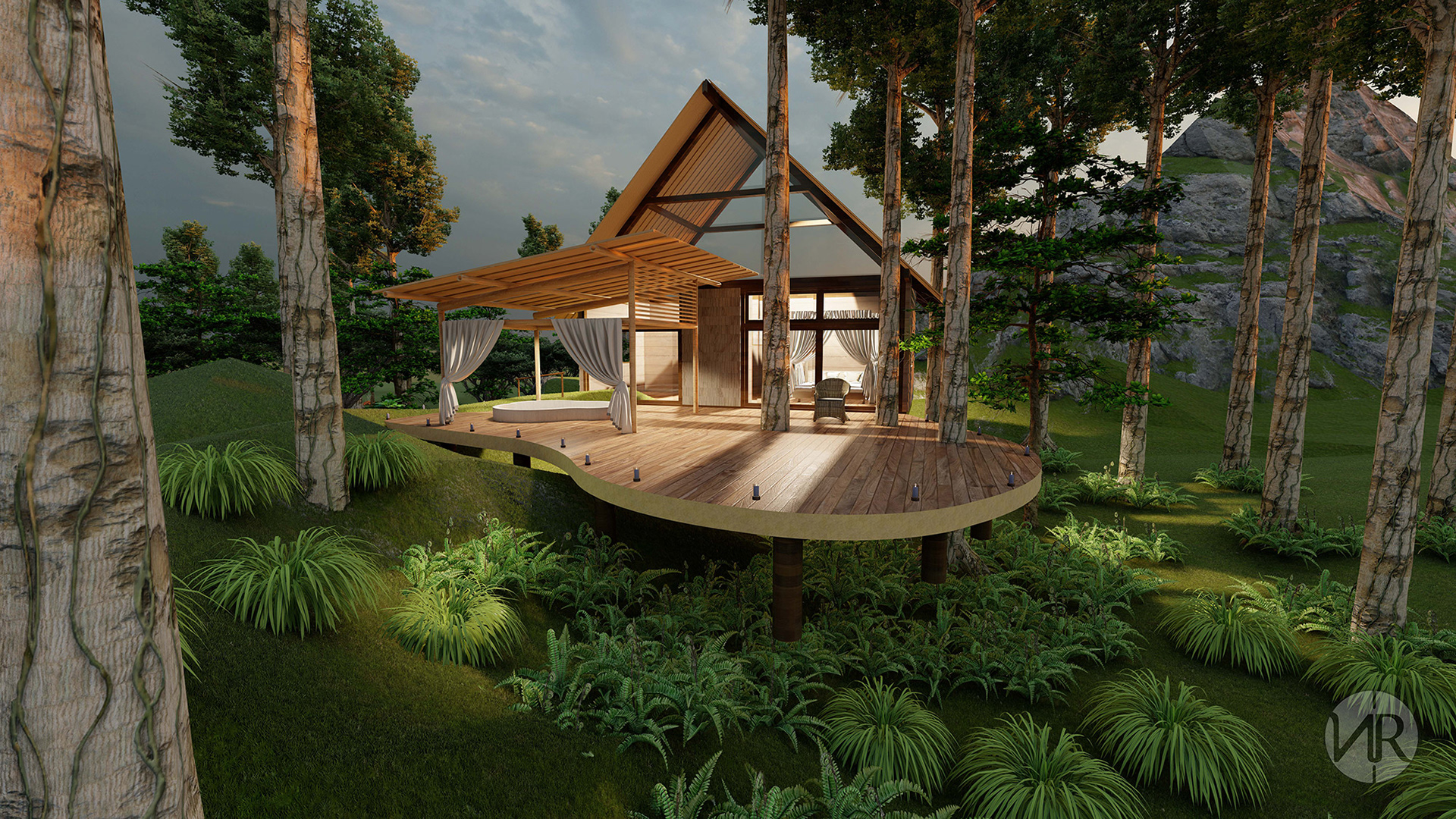 Render de cabaña en Canadá 