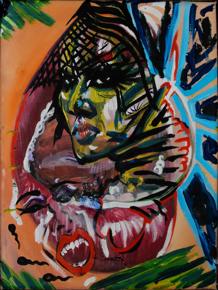  SUCK ØN THÆT! DID I BURST YOUR BUBBLE. ACRYLIC PAINT.  22.8 x 30.5 cm