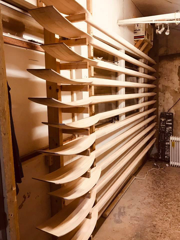 Rowing Gig oars racked