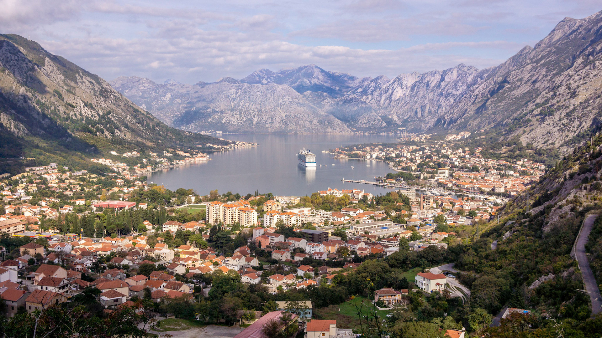View from steep passes of Lovcen Mountain, Montenegro.