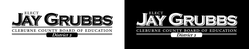 Logo on black and white
