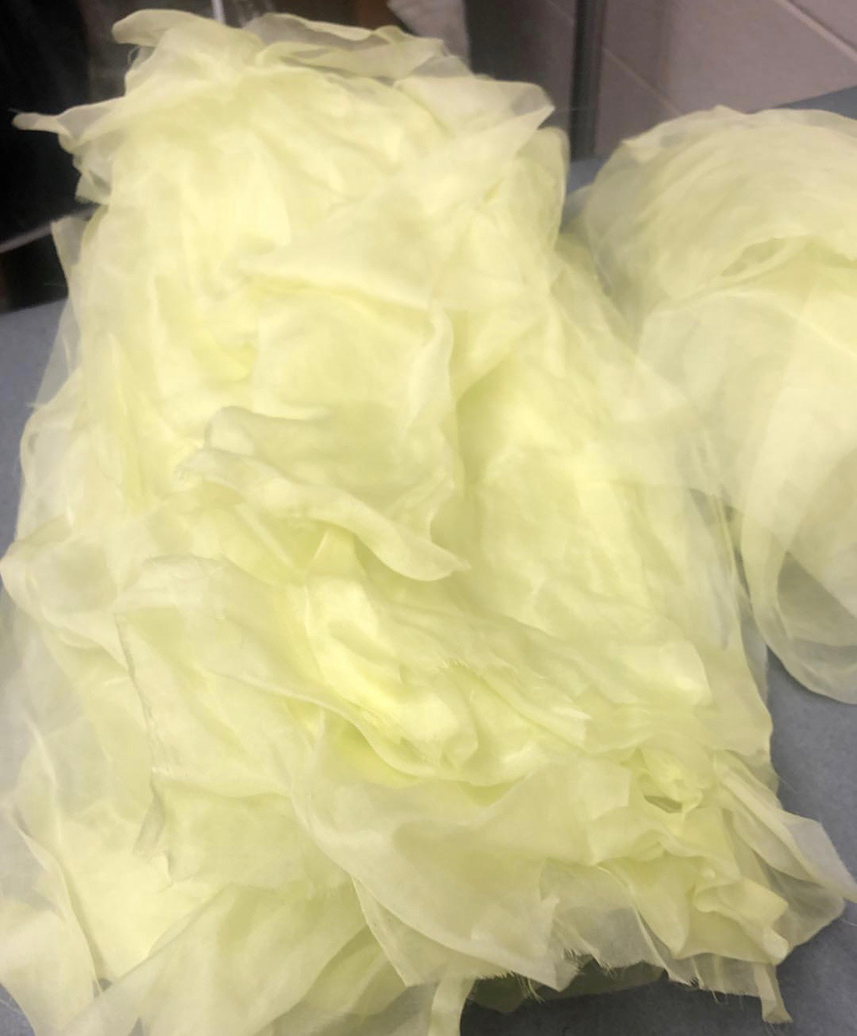 Strips of Organza After Dip dyed