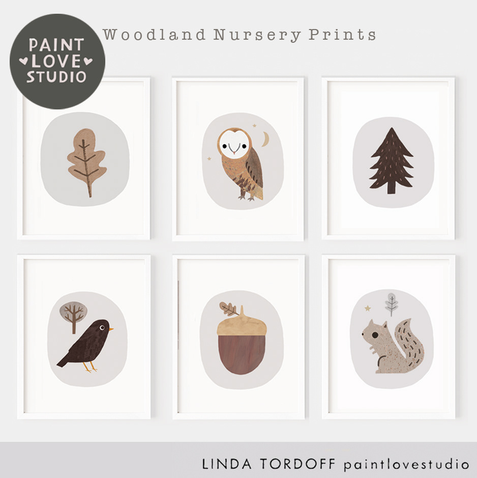 Woodland prints designed for my shop