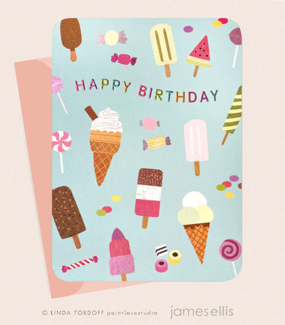 Ice cream and sweets card for James Ellis