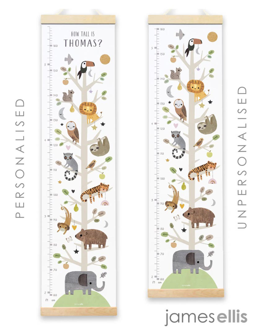 Animal Tree Height Chart designed for James Ellis