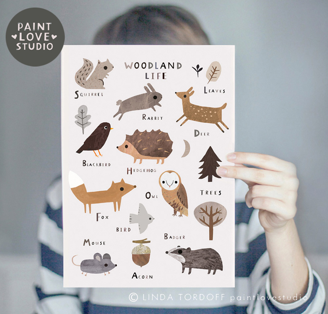 Woodland Life print designed for my shop