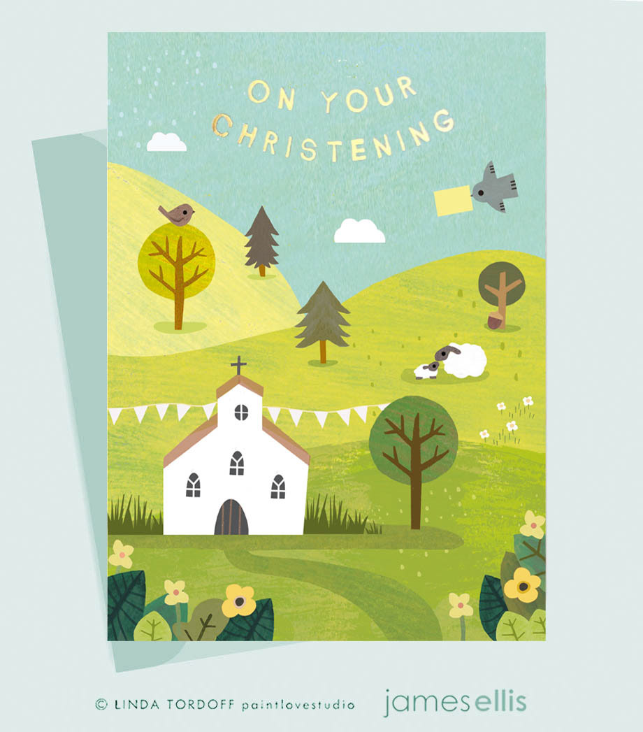 Christening card for James Ellis 'Acorn' range