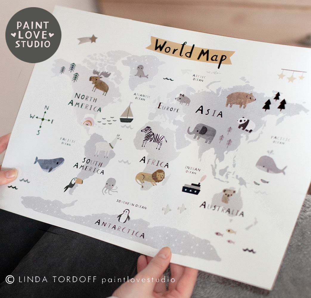 World Map print designed for my shop