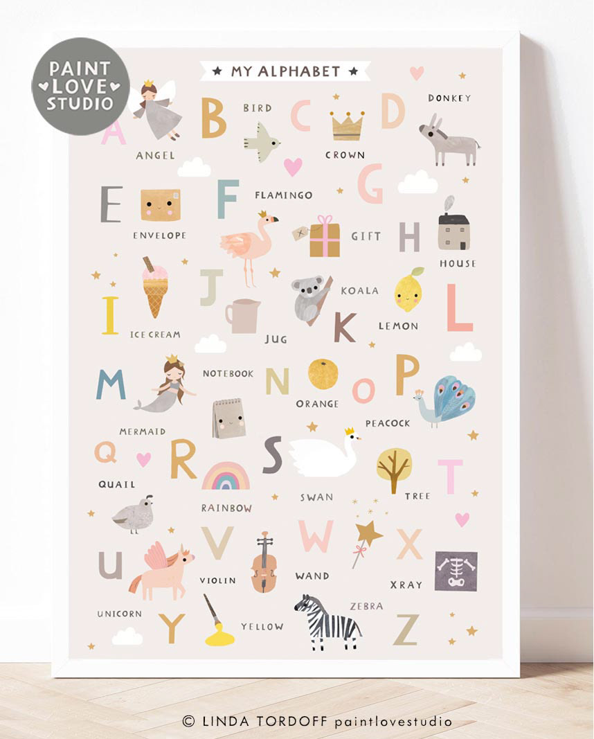 Girls Alphabet print designed for my shop