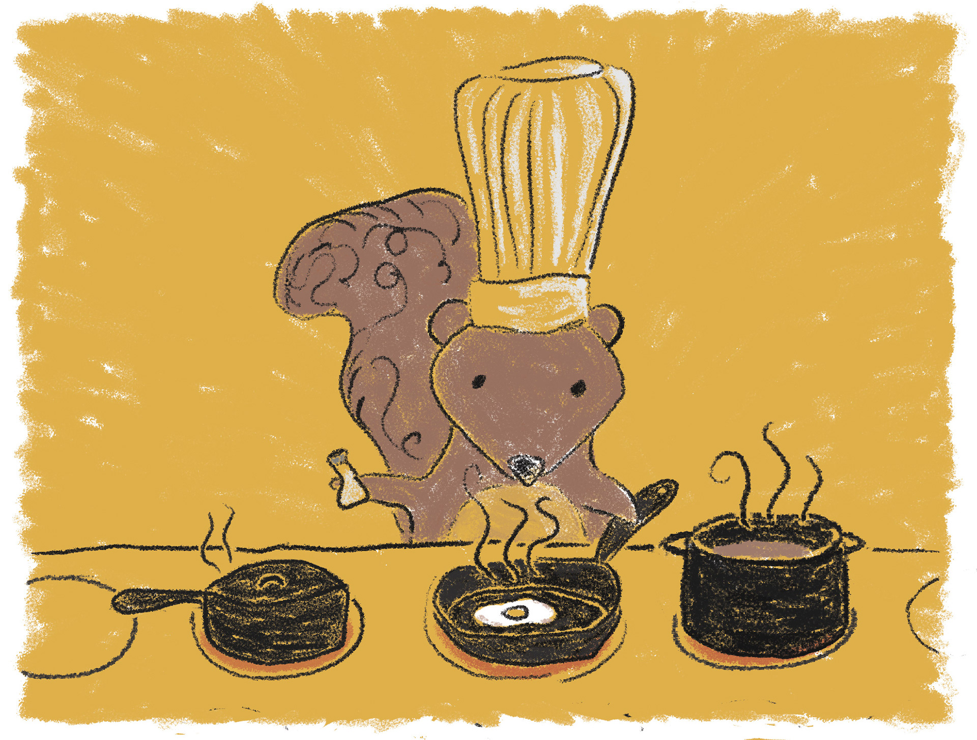 A collaboration between my sister and I. She sketched the squirrel while I added the color and texture.