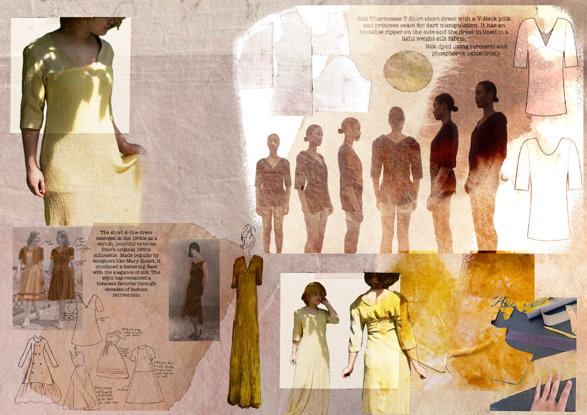 TURMERIC DYE ON SILK DRESS