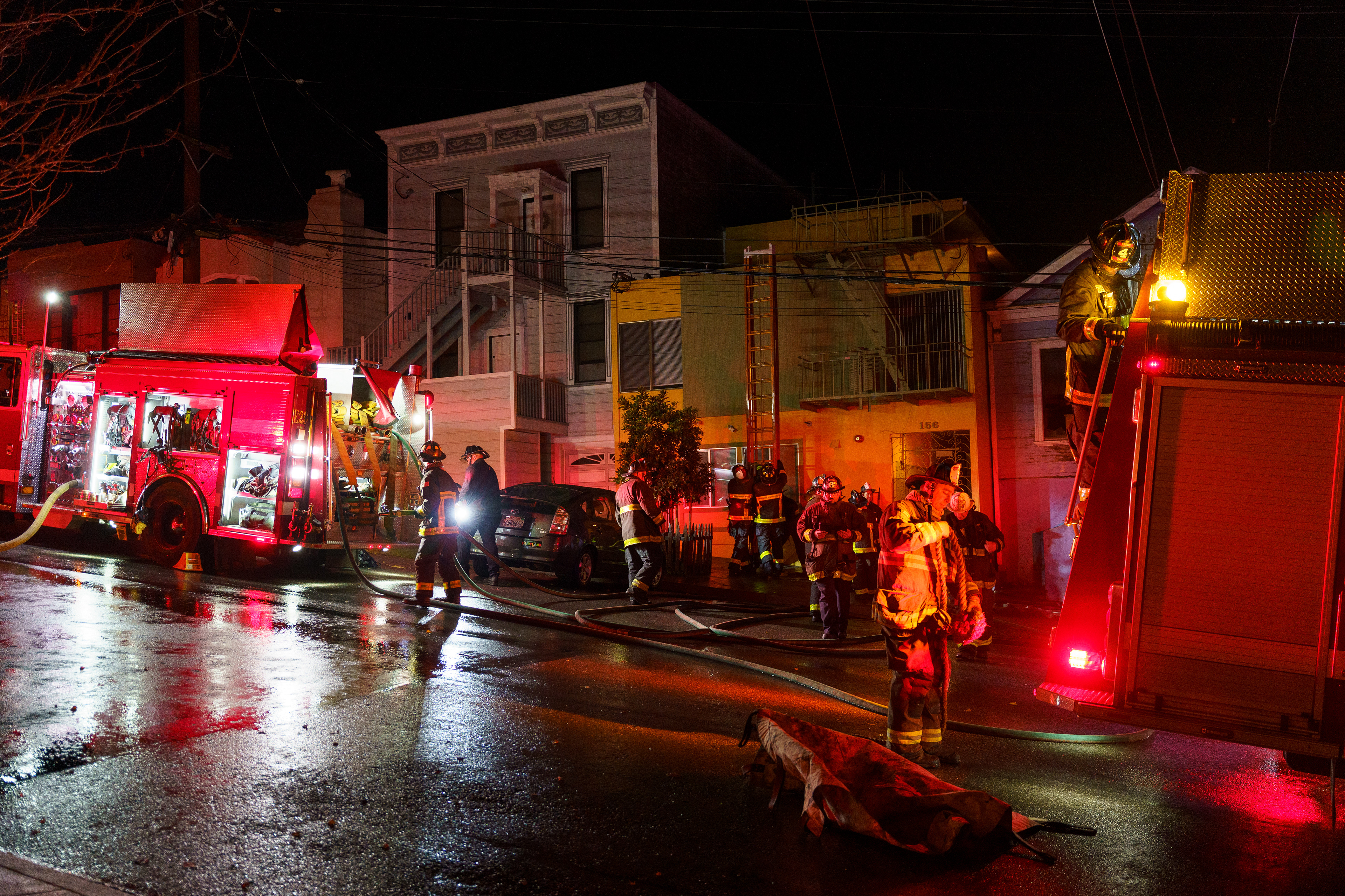 Firefighters put out a fire at midnight on Christmas Day in Potrero Hill.
