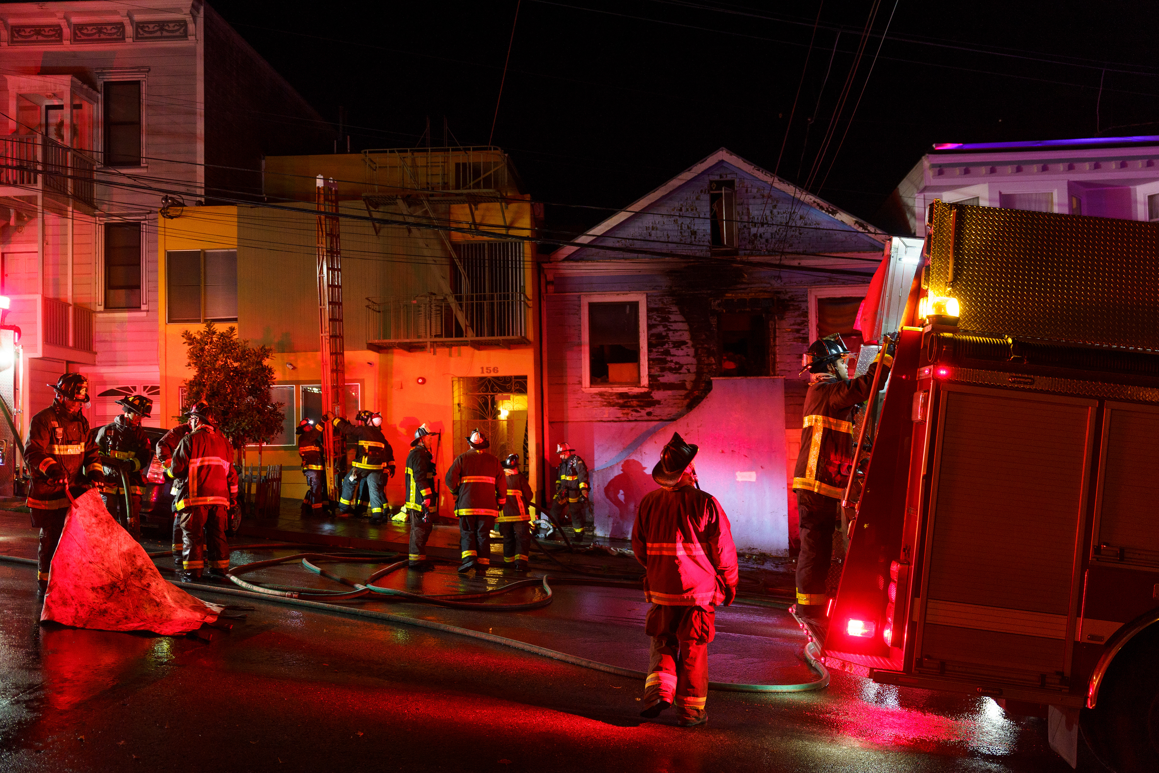 Firefighters put out a fire at midnight on Christmas Day in Potrero Hill.