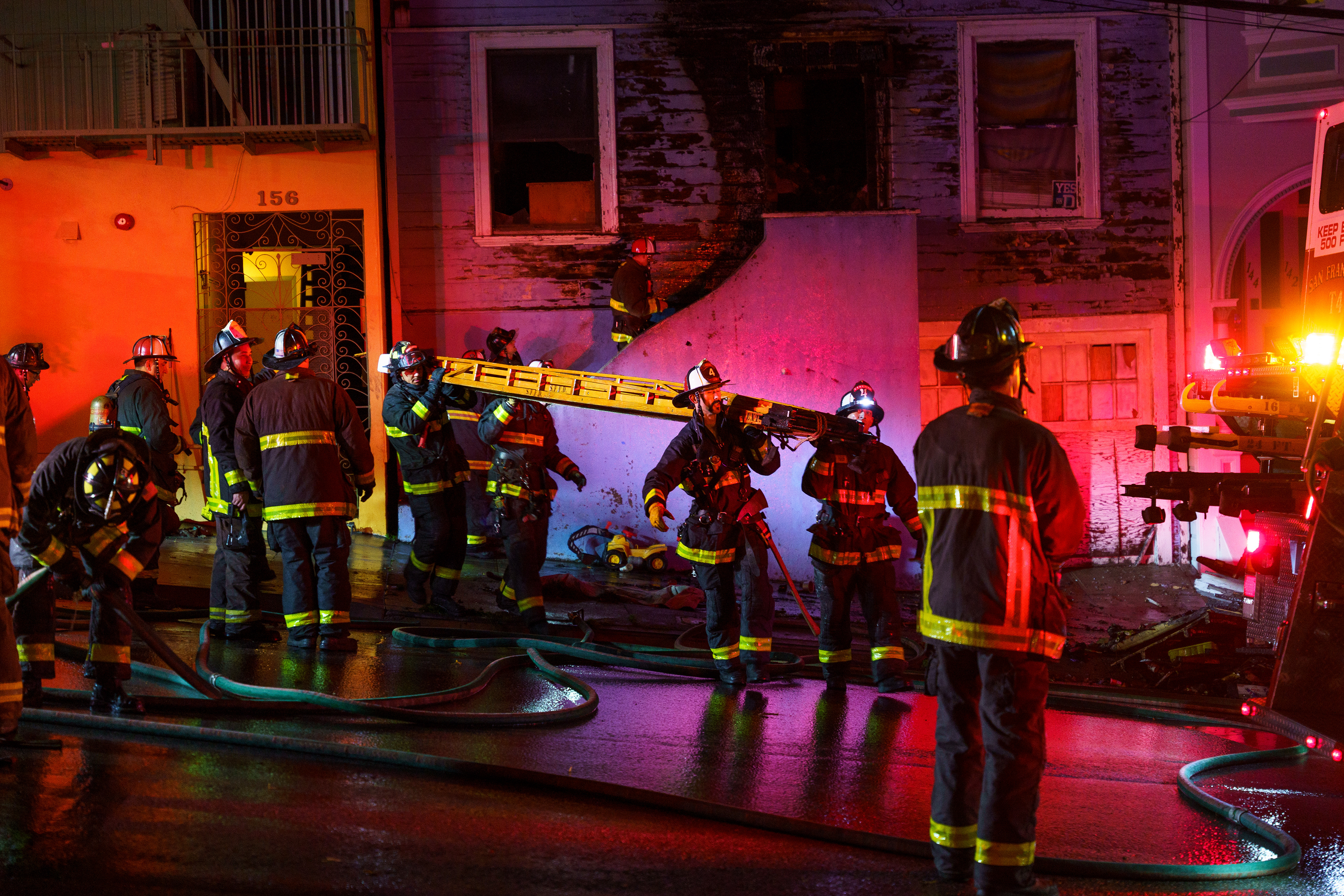 Firefighters put out a fire at midnight on Christmas Day in Potrero Hill.