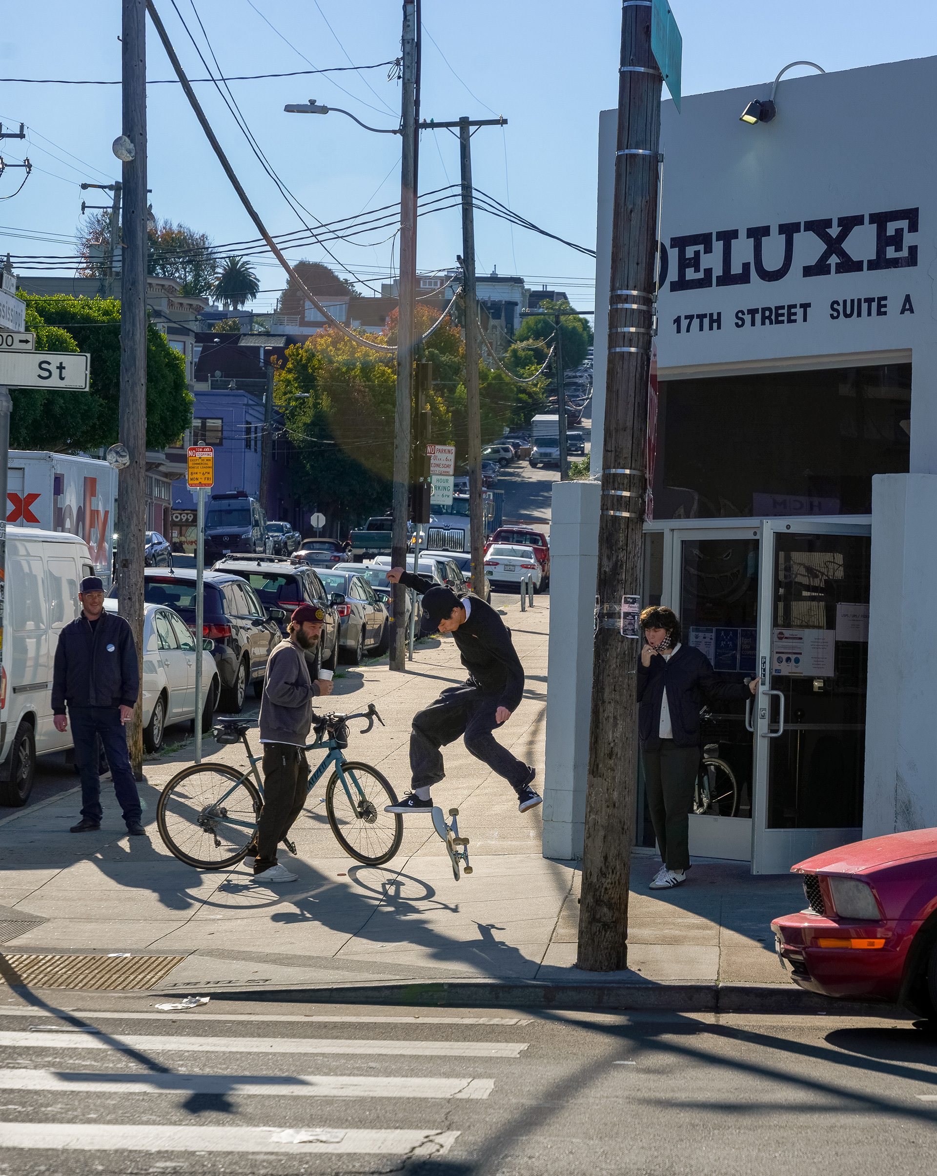 Skaters outside Deluxe on Mississippi and 17th Streets.
