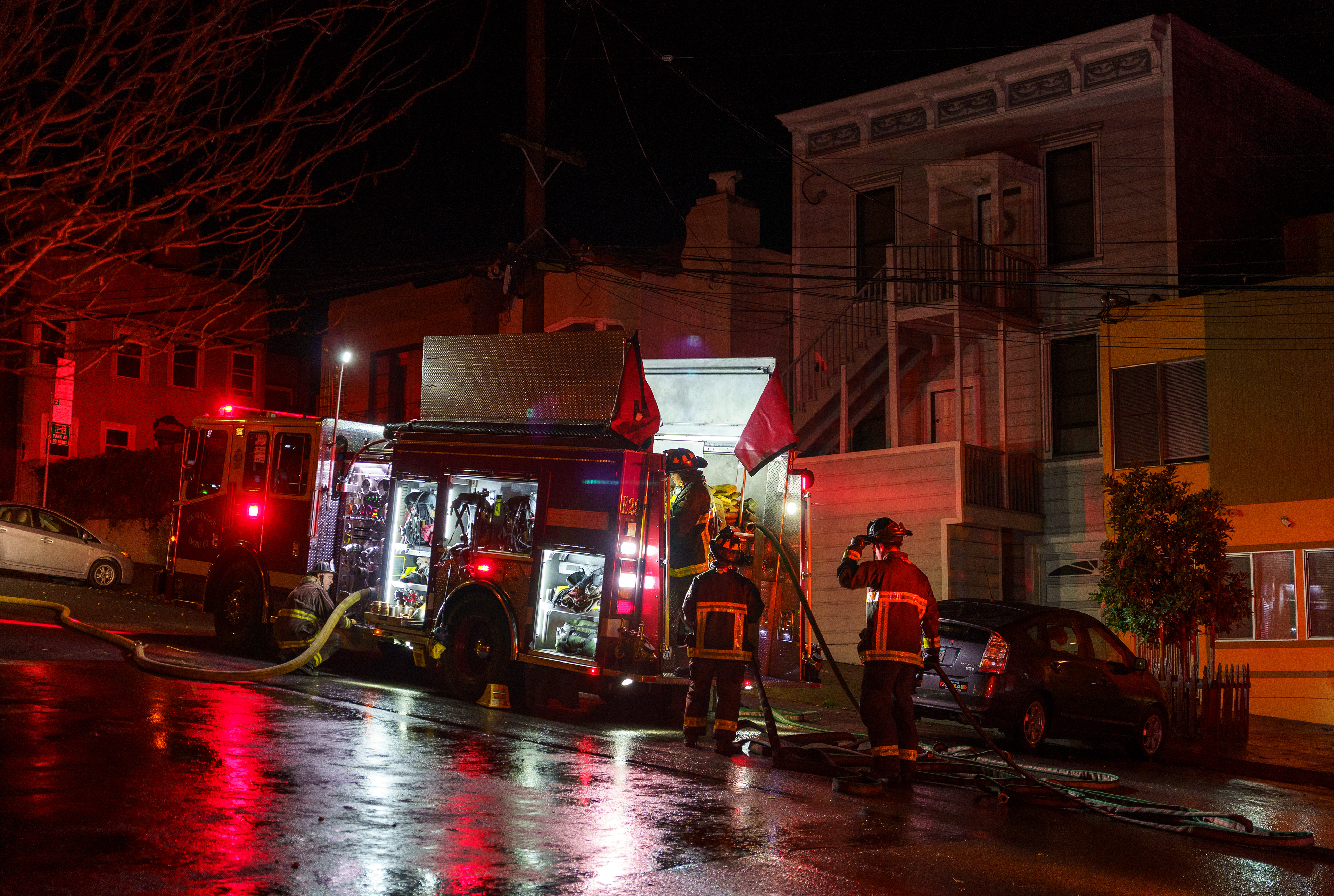 Firefighters put out a fire at midnight on Christmas Day in Potrero Hill.