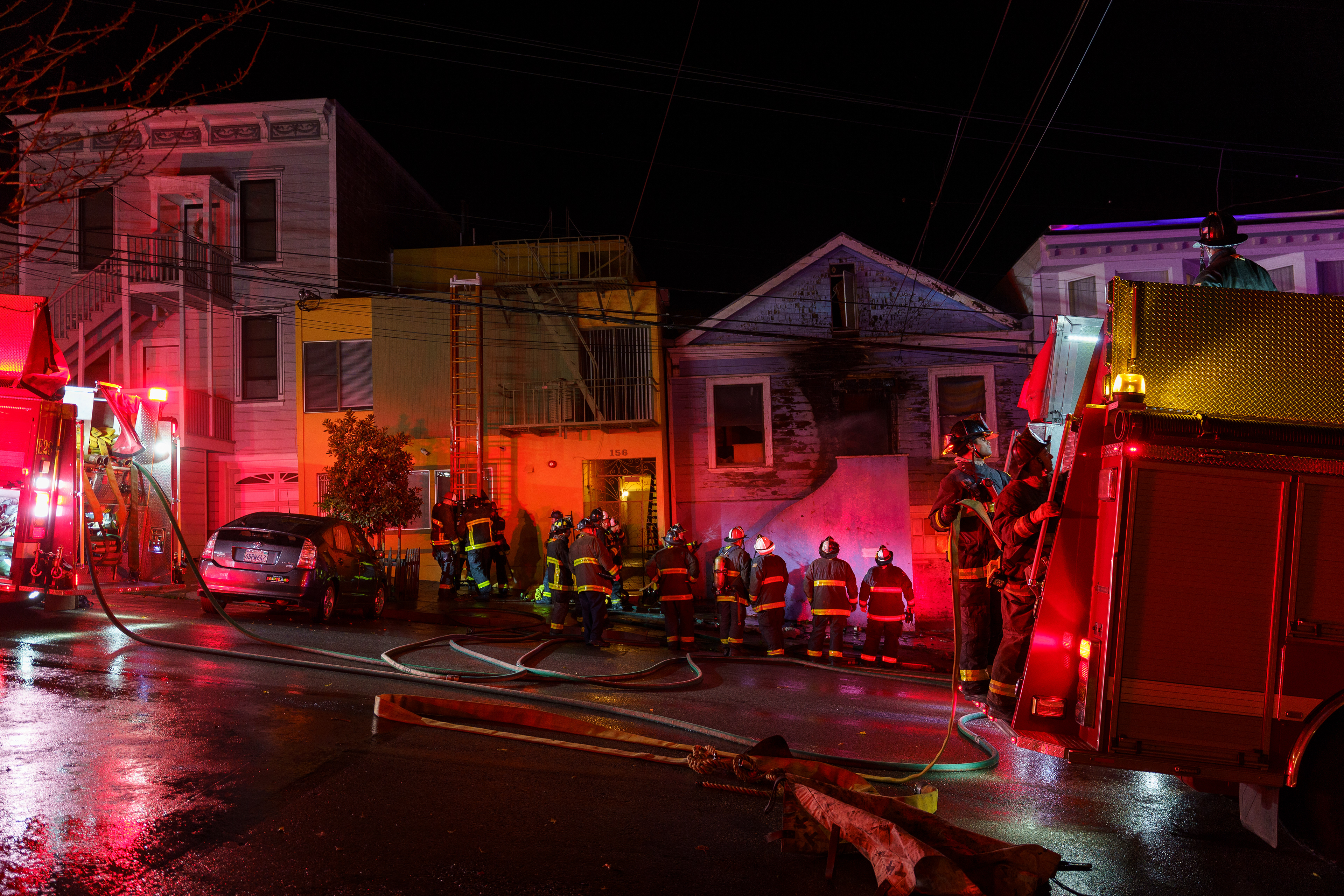 Firefighters put out a fire at midnight on Christmas Day in Potrero Hill.