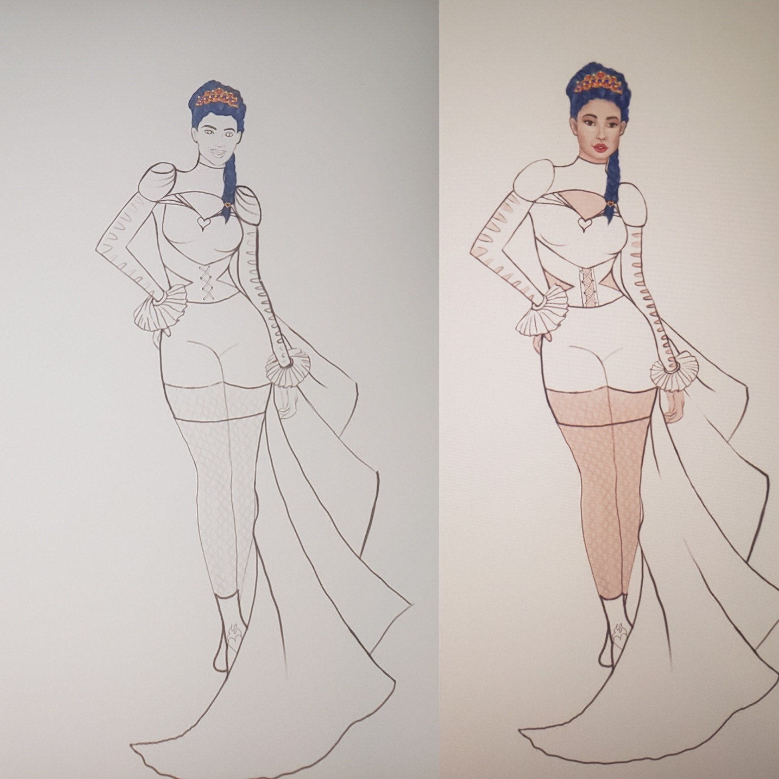Work In Progress of my own imagined design for the character "Evie" from Disney's "Descendants"