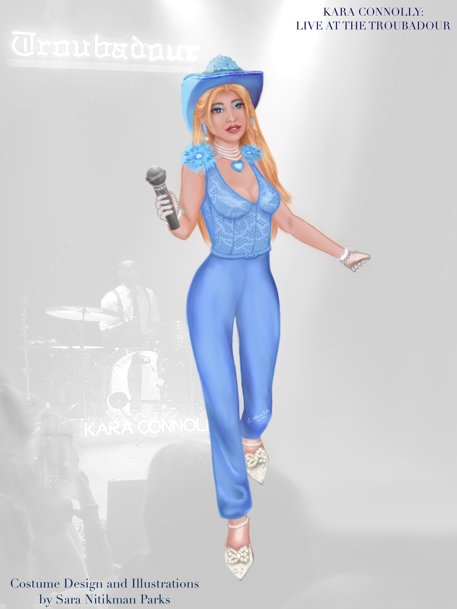 Costume Design and Illustration for Kara Connolly for her performance at The Troubadour
