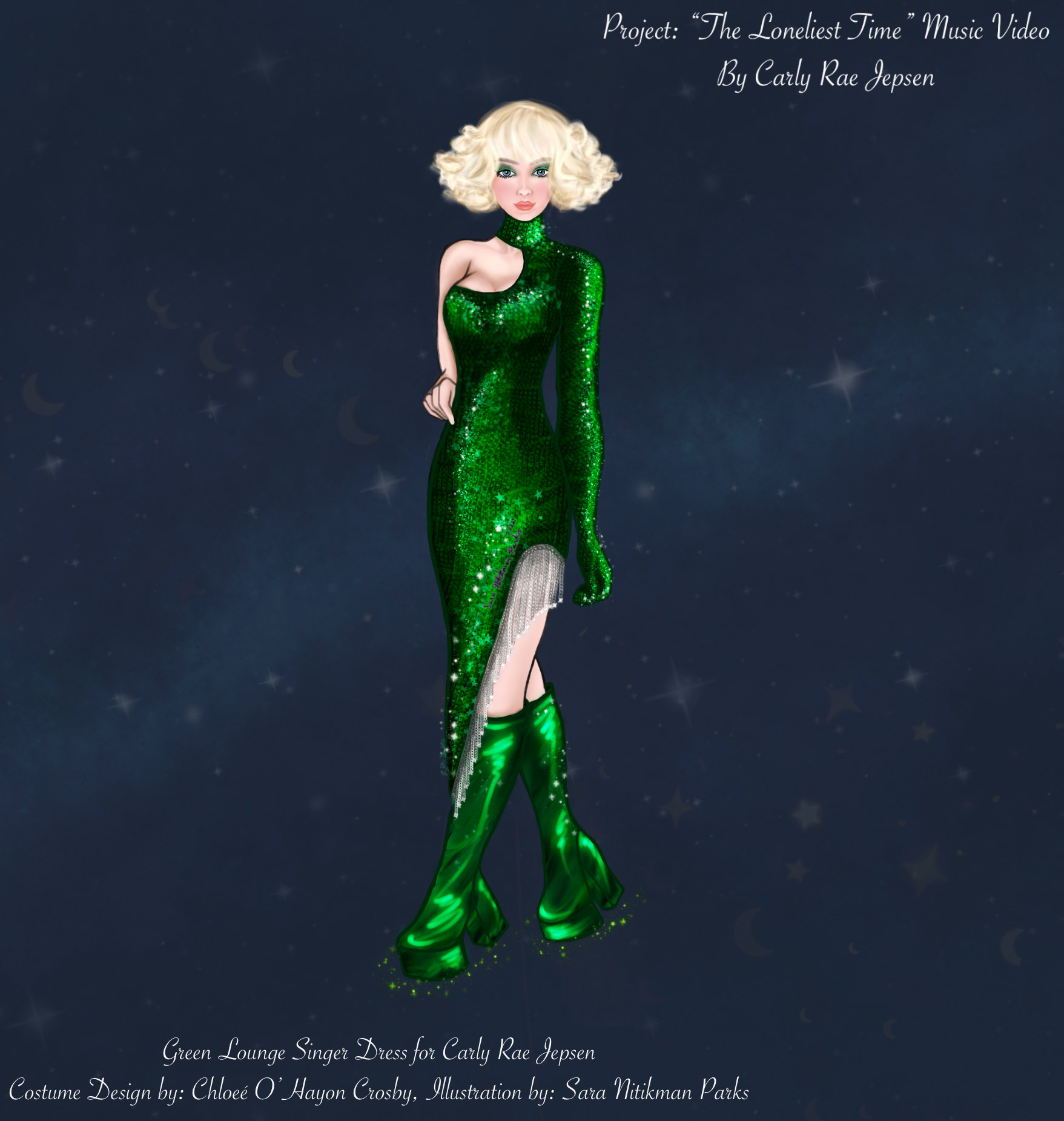 Costume Sketches for Costume Designer Chloee O'Hayon-Crosby for Carly Rae Jepsen's "The Loneliest Time" Music Video and Tour Costumes