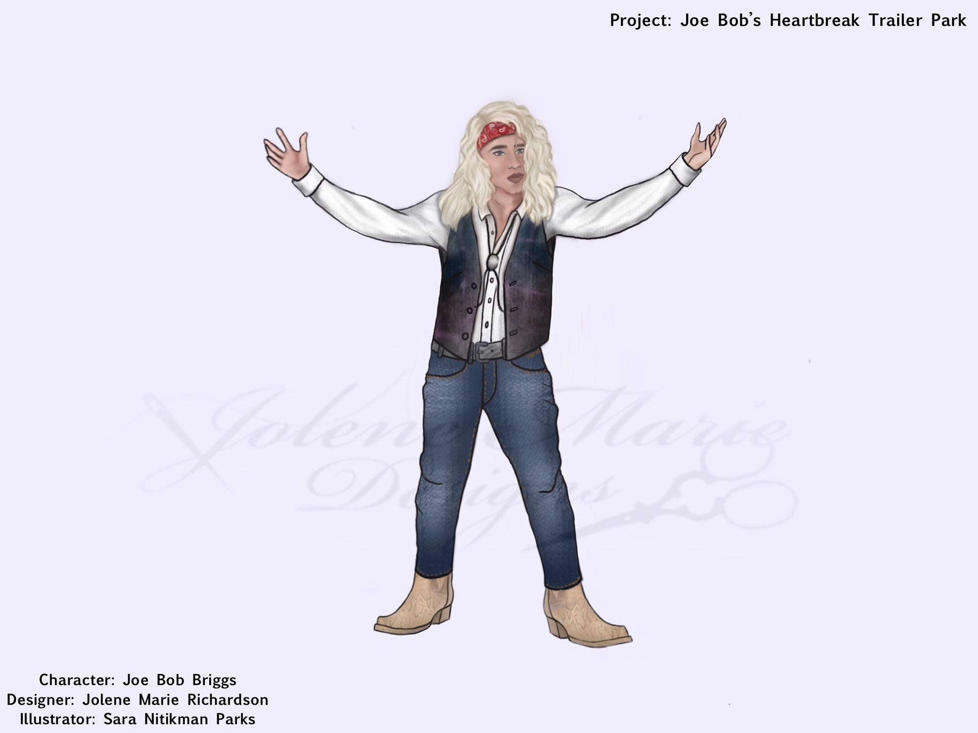 Costume sketch for Jolene Marie-Richardson for "Joe Bob's Heartbreak Trailer Park"