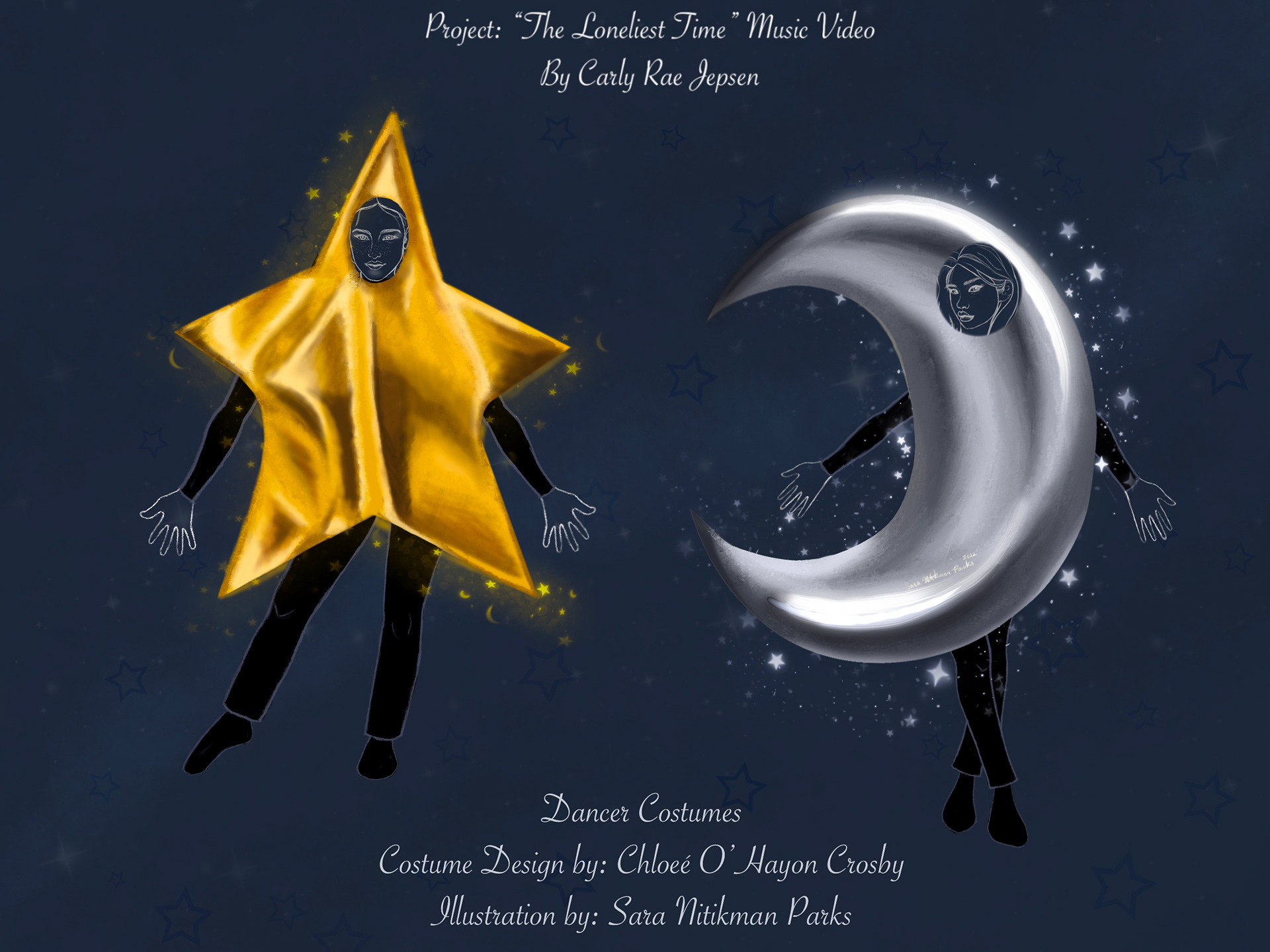 Costume Sketches for Costume Designer Chloee O'Hayon-Crosby for Carly Rae Jepsen's "The Loneliest Time" Music Video and Tour Costumes