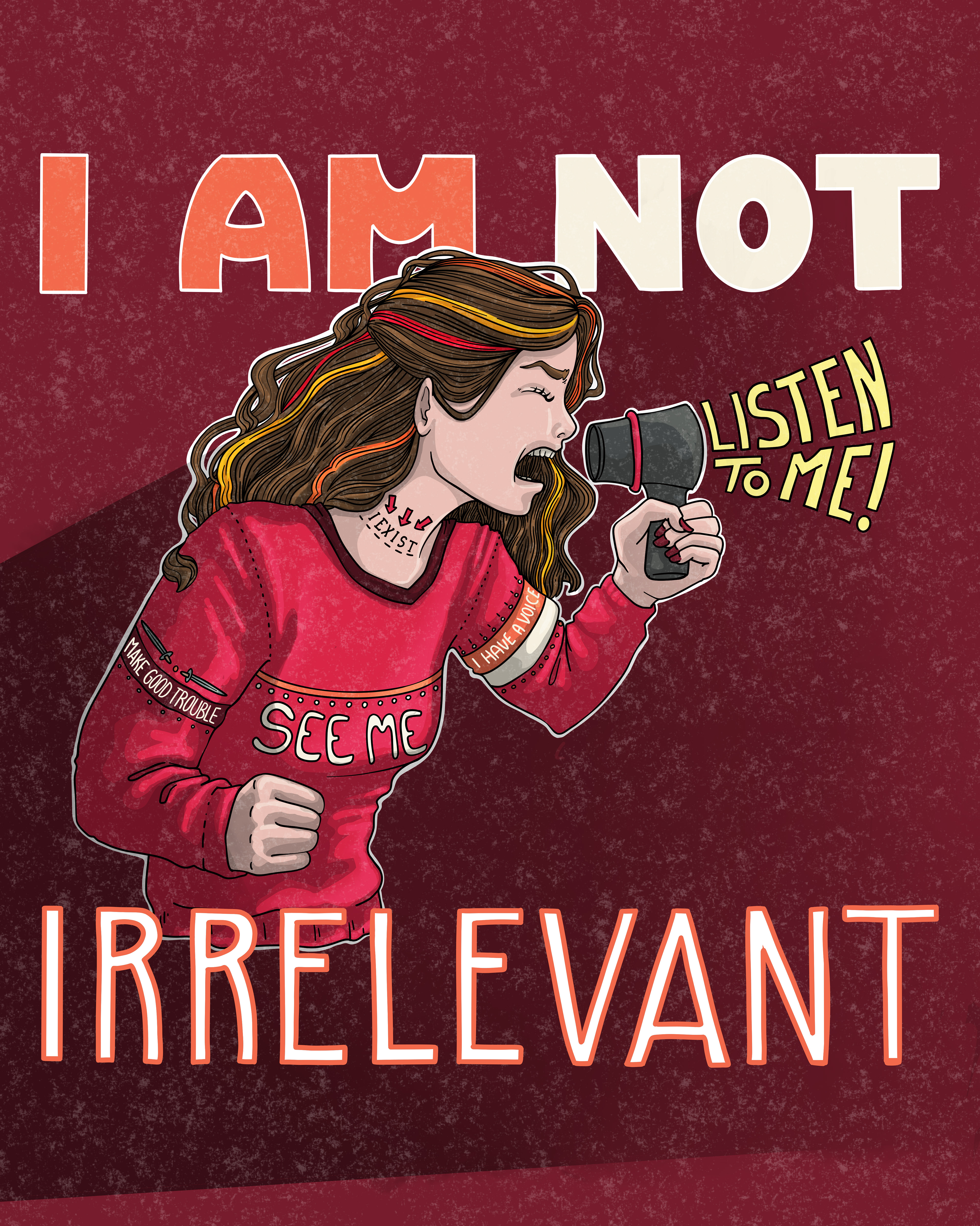 Illustration about allowing oneself to take space and making oneself heard