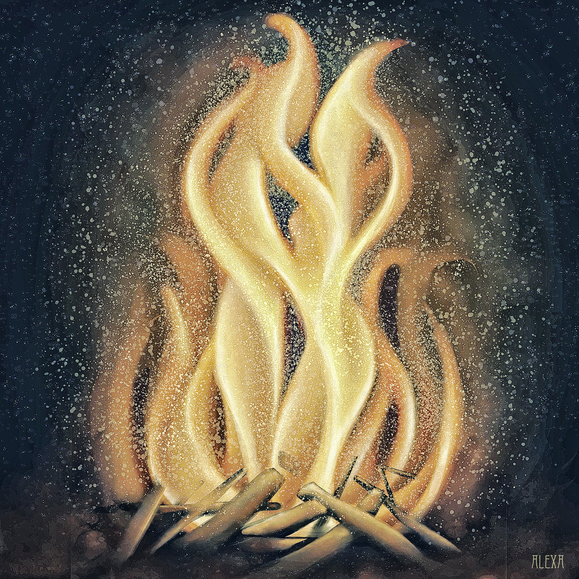 flames depicting a couple in love 