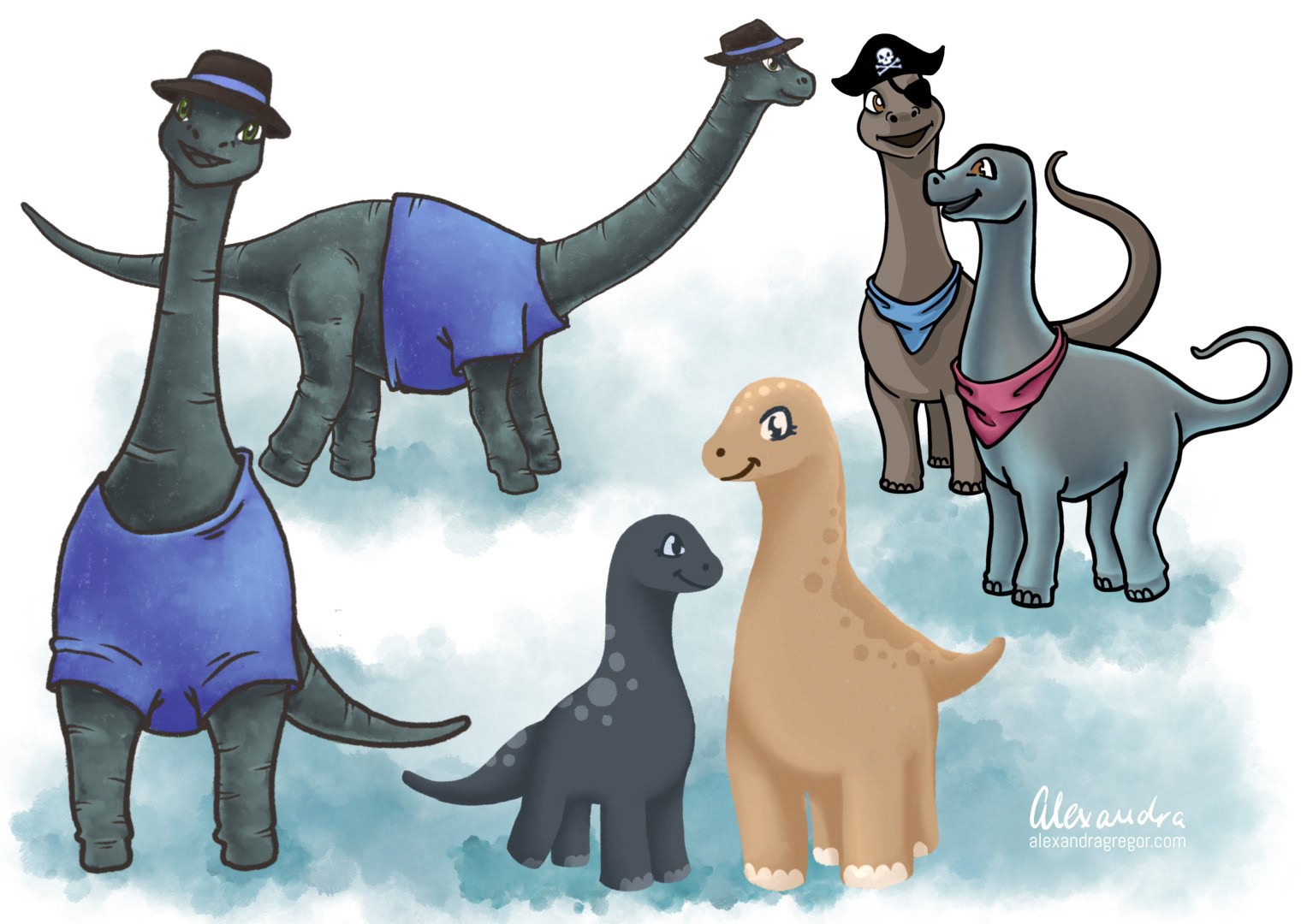 Style study for a client's children's story about a dino and a robot