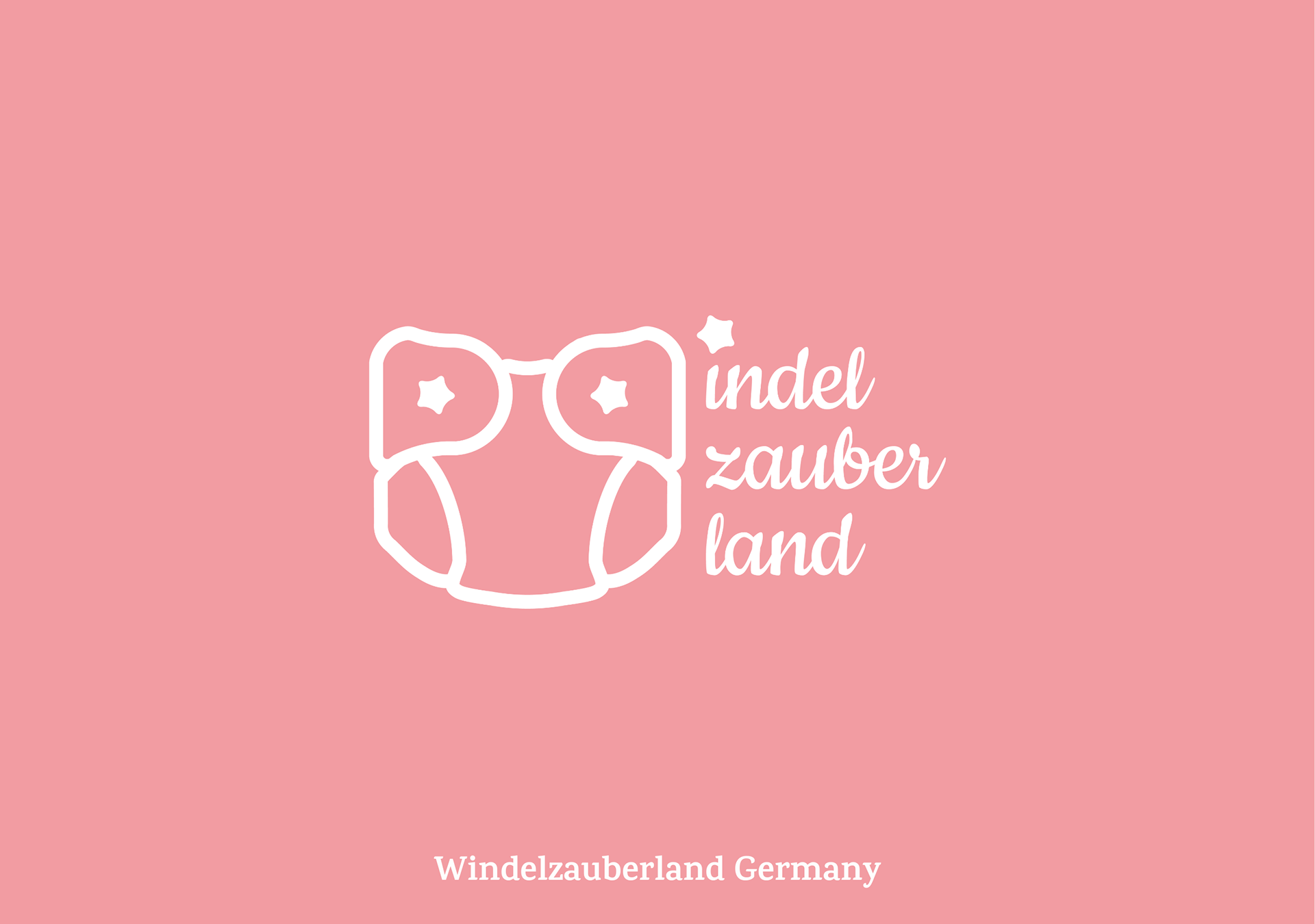 Logo-Design Windelzauberland – verspieltes Babymoden-Logo mit gezeichneter Windel in Rosa