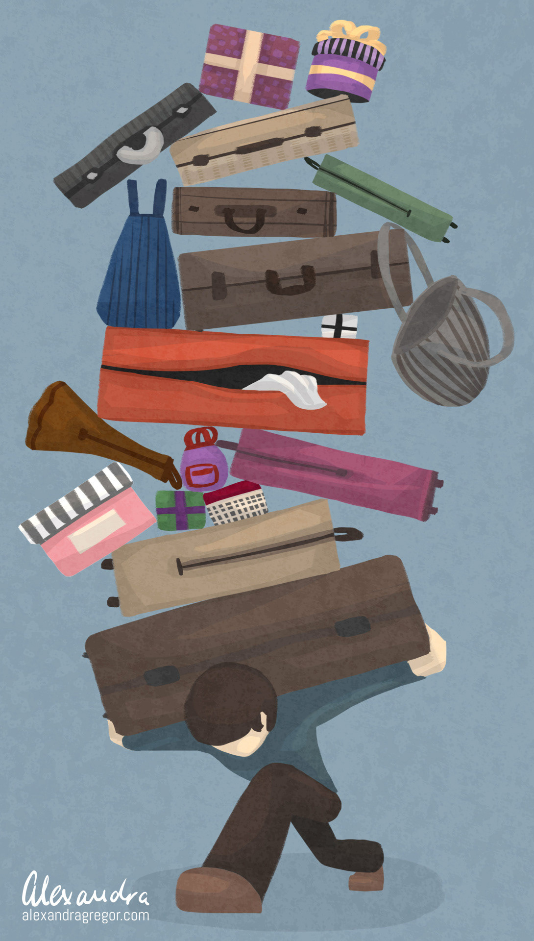 An illustration about the baggage everyone carries