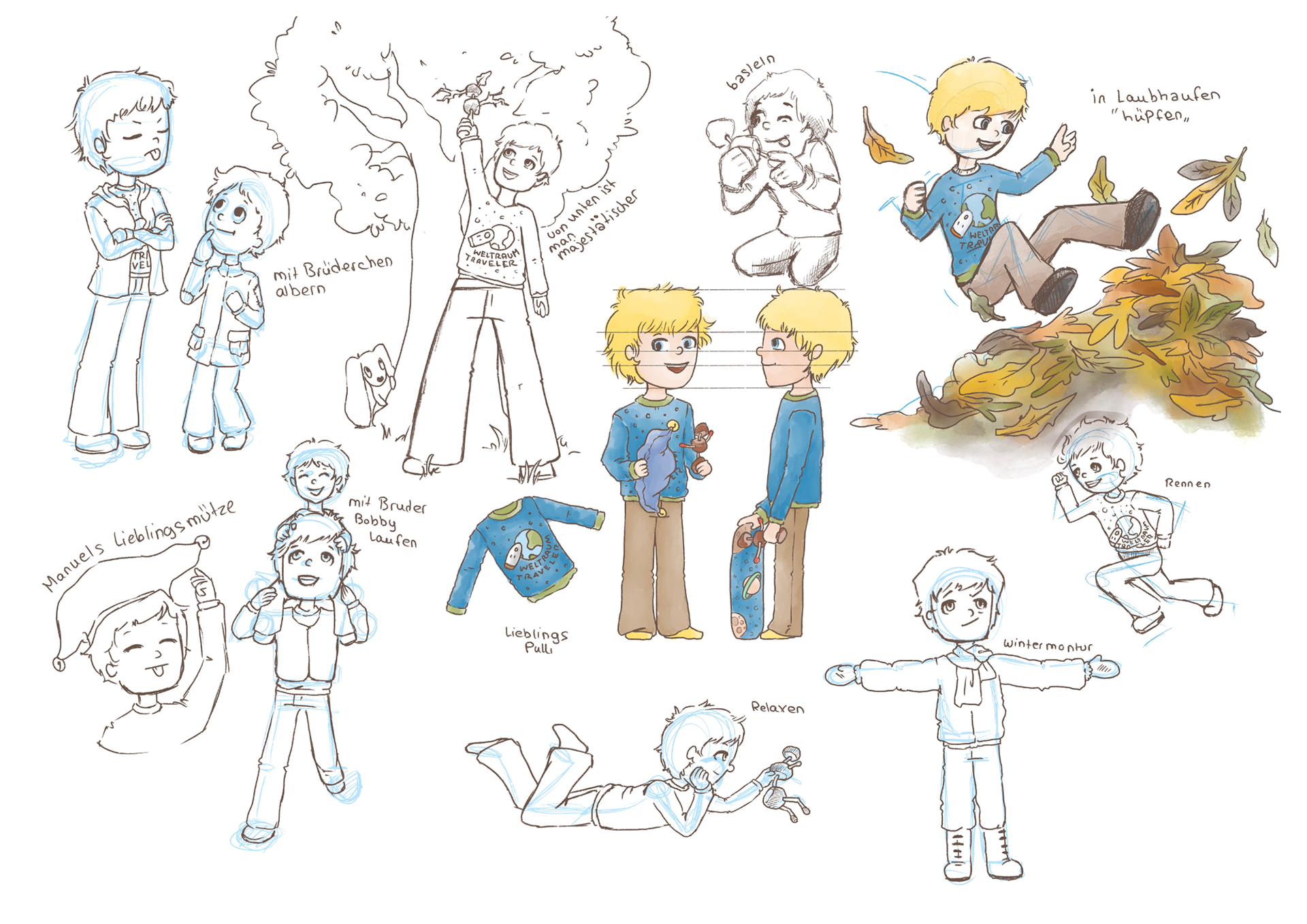 further development of character Manuel in different poses