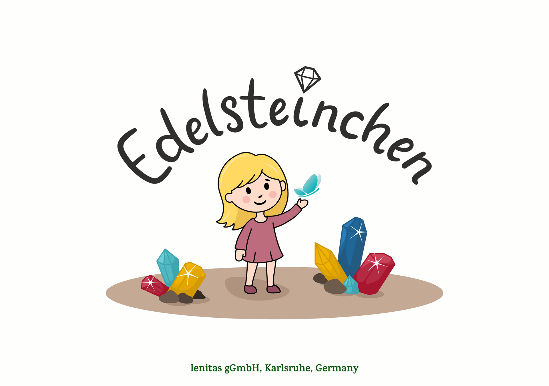 Edelsteinchen daycare logo design—child-friendly gemstone theme for preschool identity - Edelsteinchen Kita-Logo—kinderfreundliches Edelstein-Design für Kindergarten-Identität