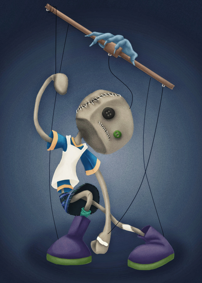 A whimsy drawing of a puppet