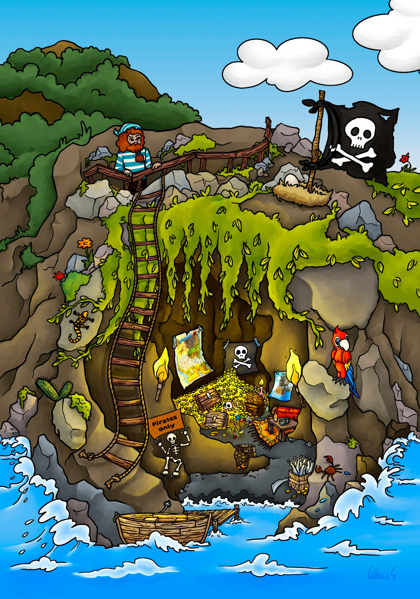 Pirate set pirate cave illustration Commissioned by blackforest-artworks.com