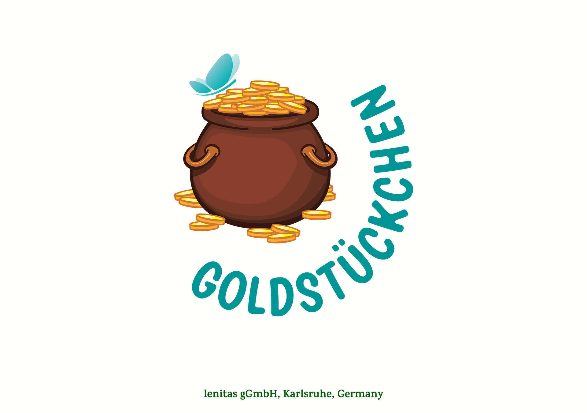 Goldstückchen childcare logo design—treasure pot symbol for kindergarten branding - Goldstückchen Kinderbetreuungs-Logo—Schatztopf-Symbol für Kindergarten-Branding