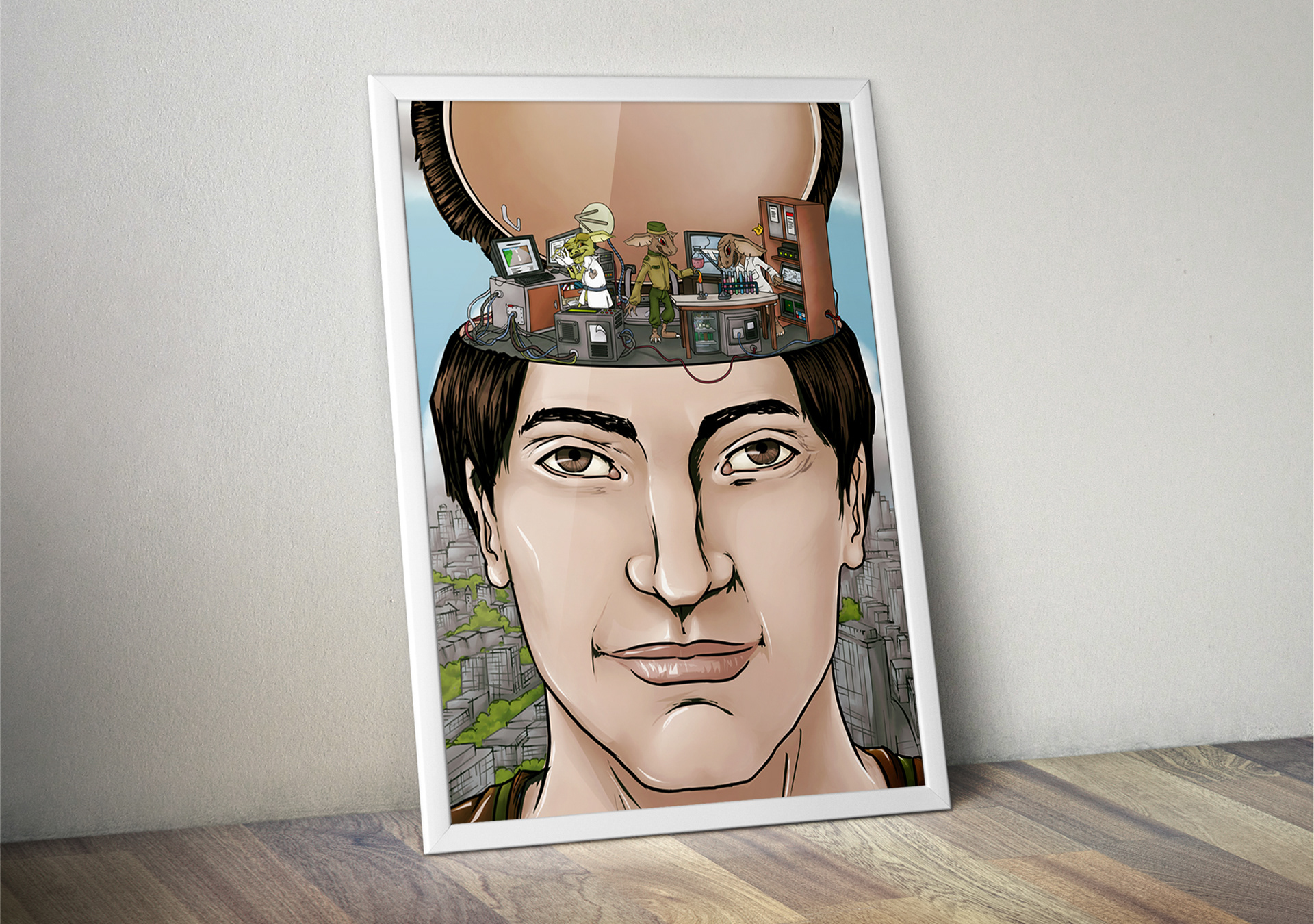 Surreal cover illustration with open head concept.