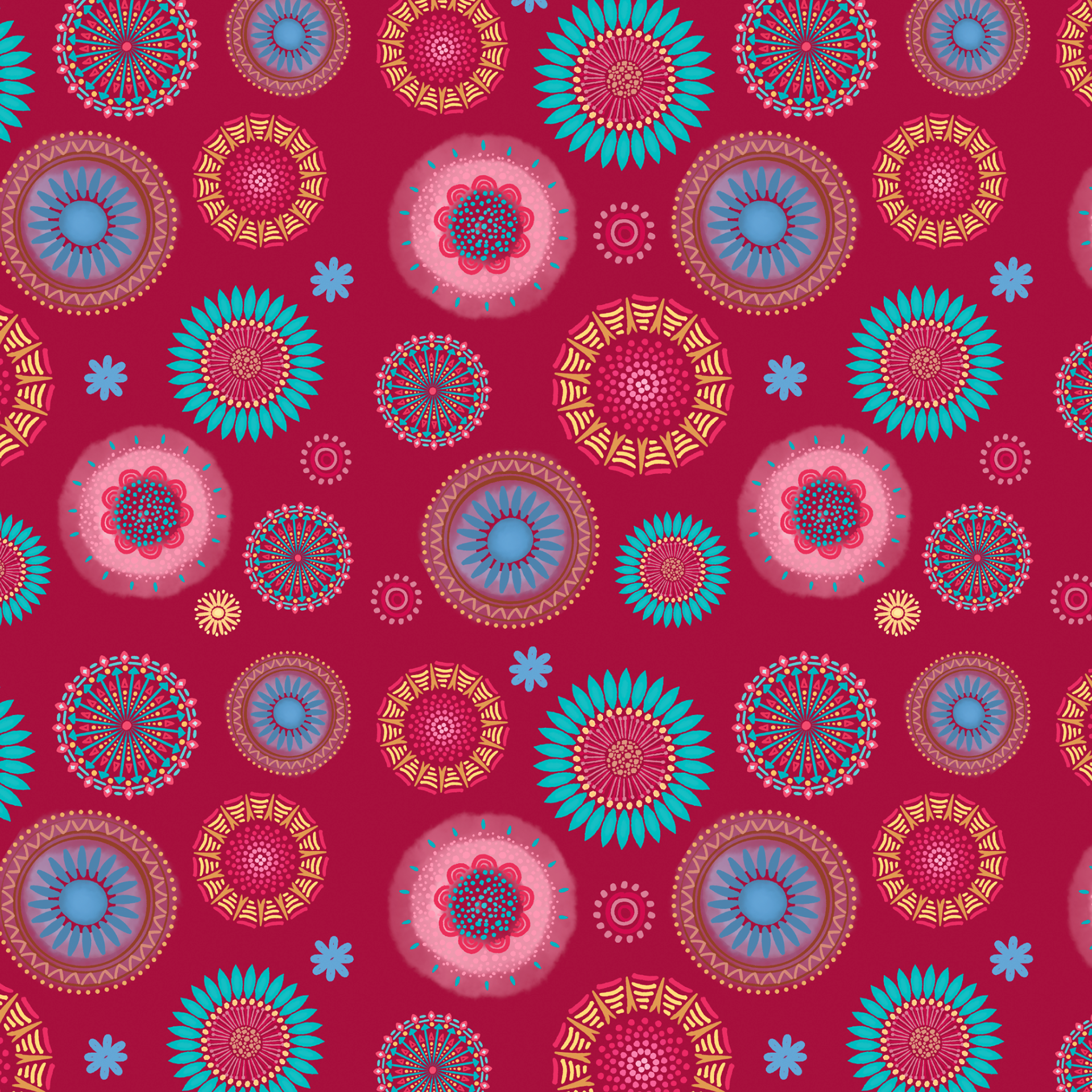 abstract kaleidoscope pattern in red
