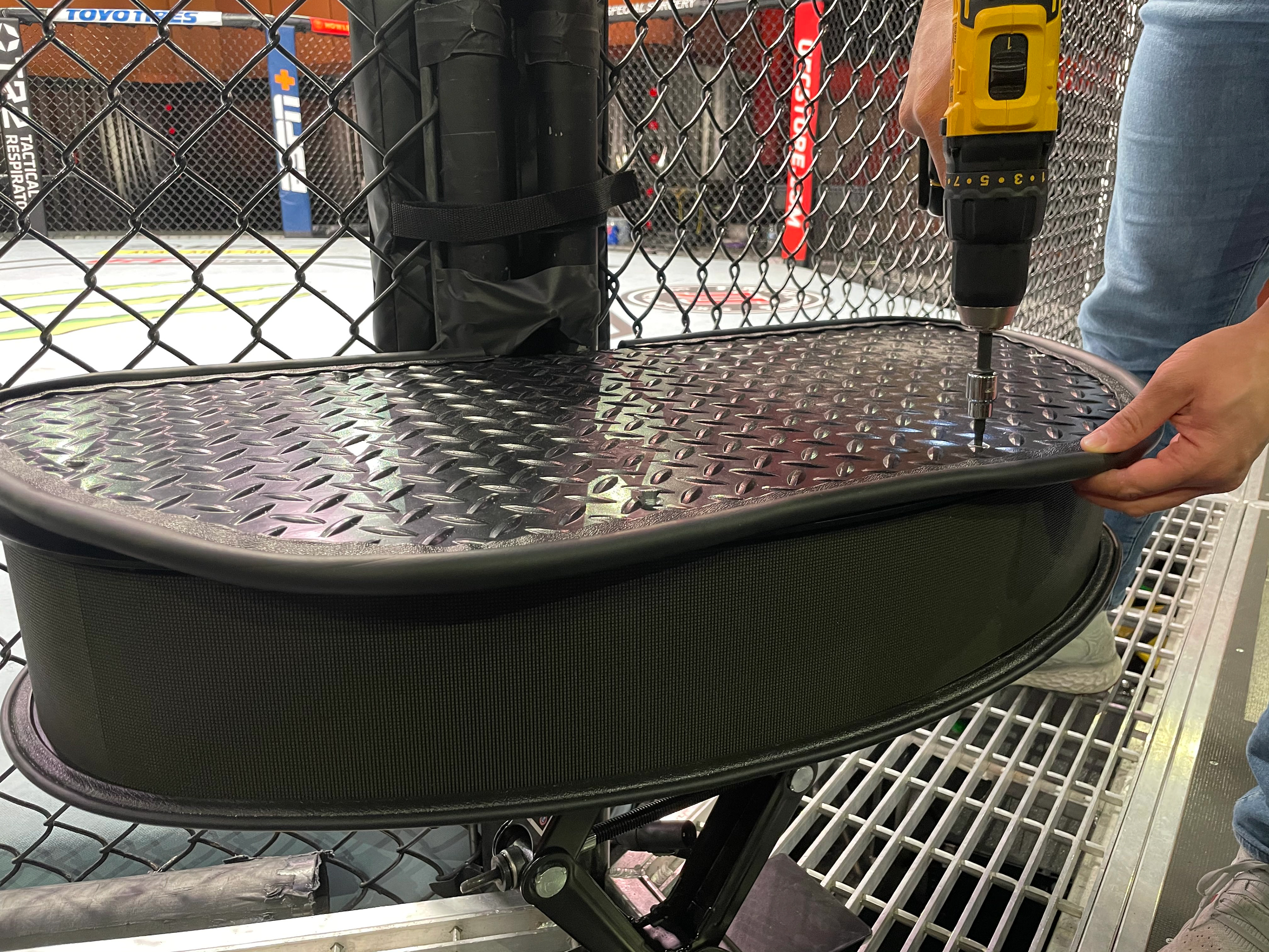 Initial mounting to the UFC Octagon