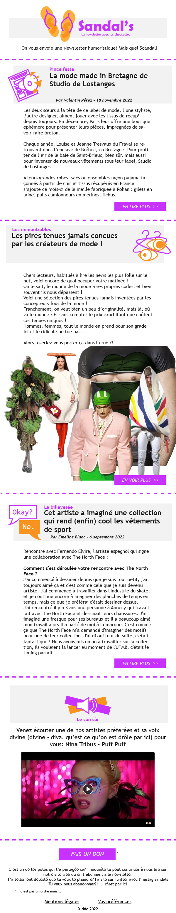 Sandal's (fictive) first humoristic newsletter