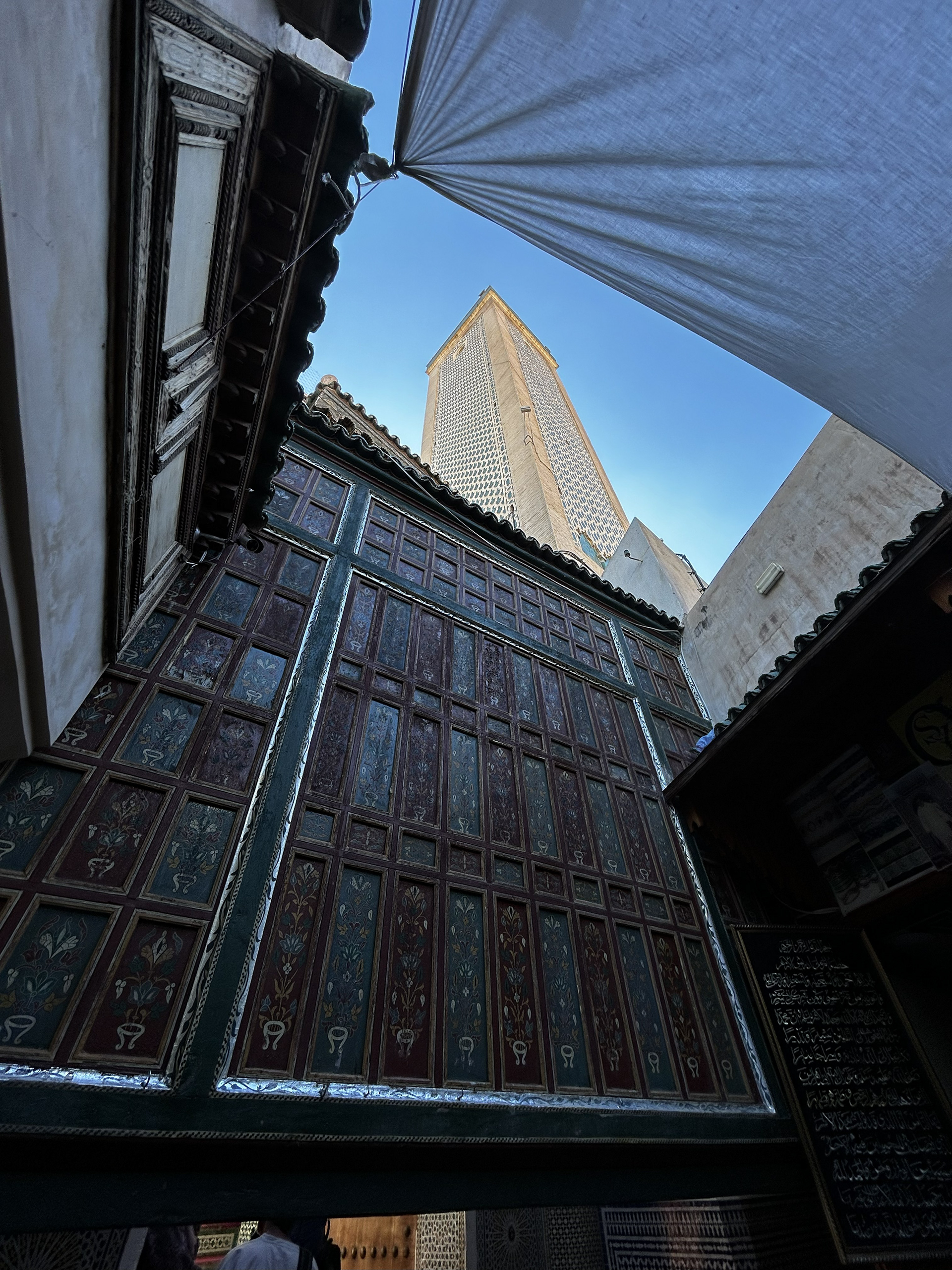 Towering minnaret of a mosque