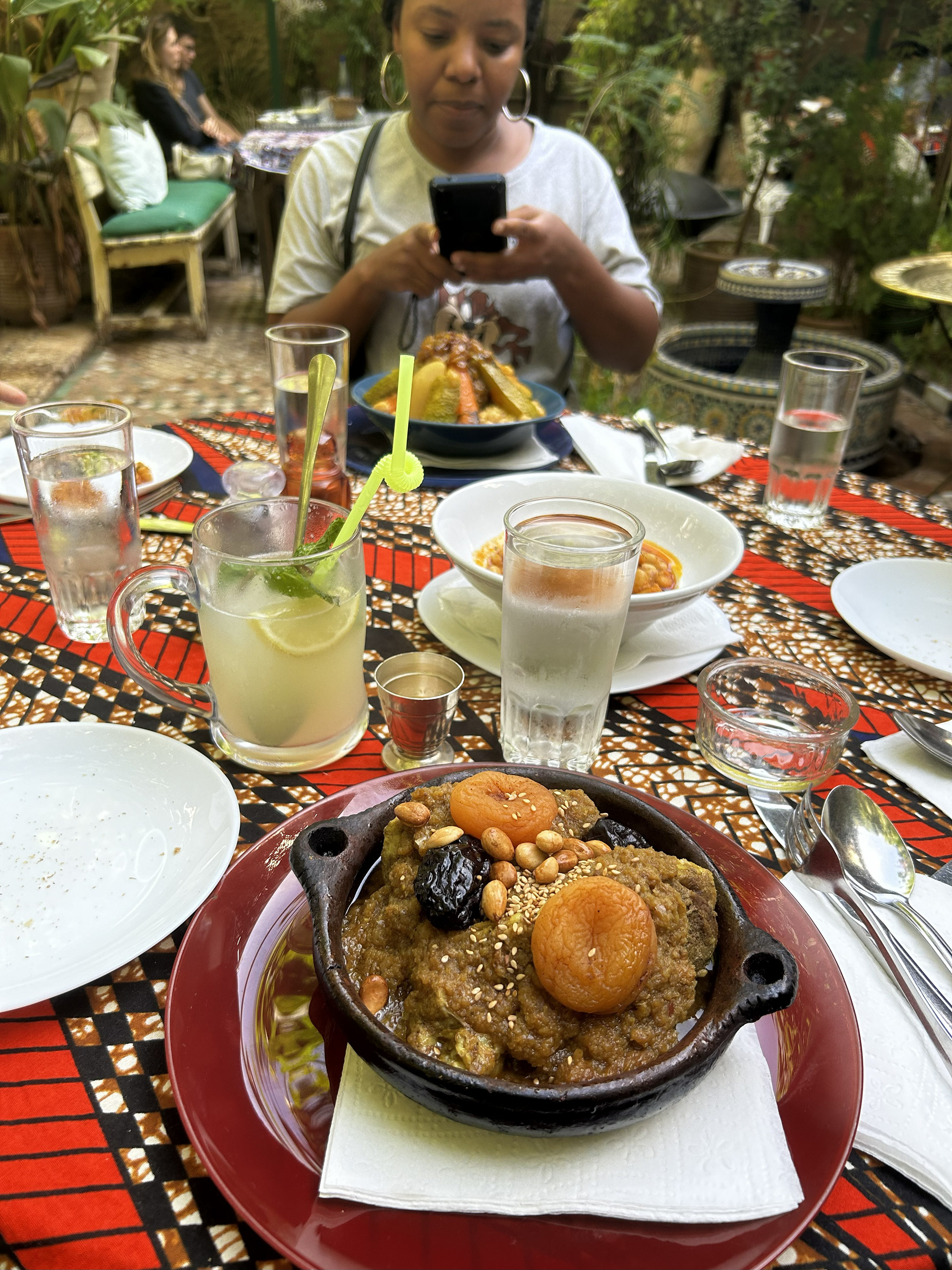 beef tagine with apricots and prunes with a slow-cooked onion sauce