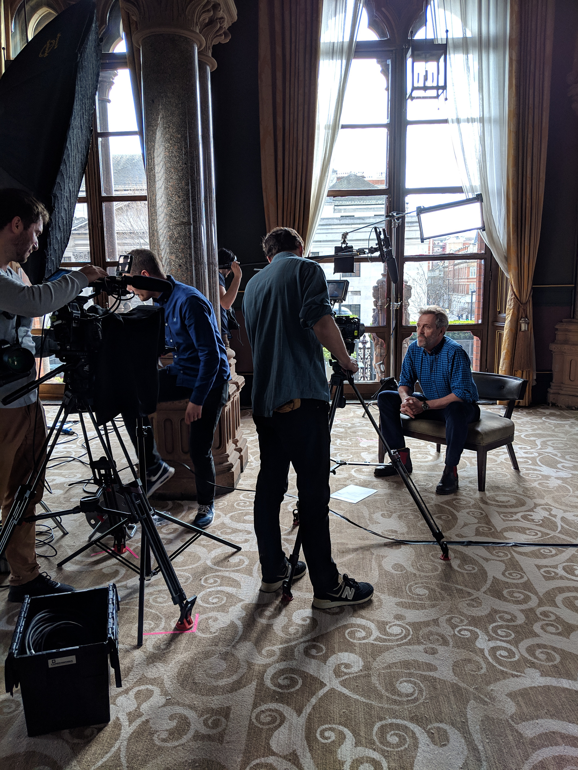 Filming with Hugh Laurie