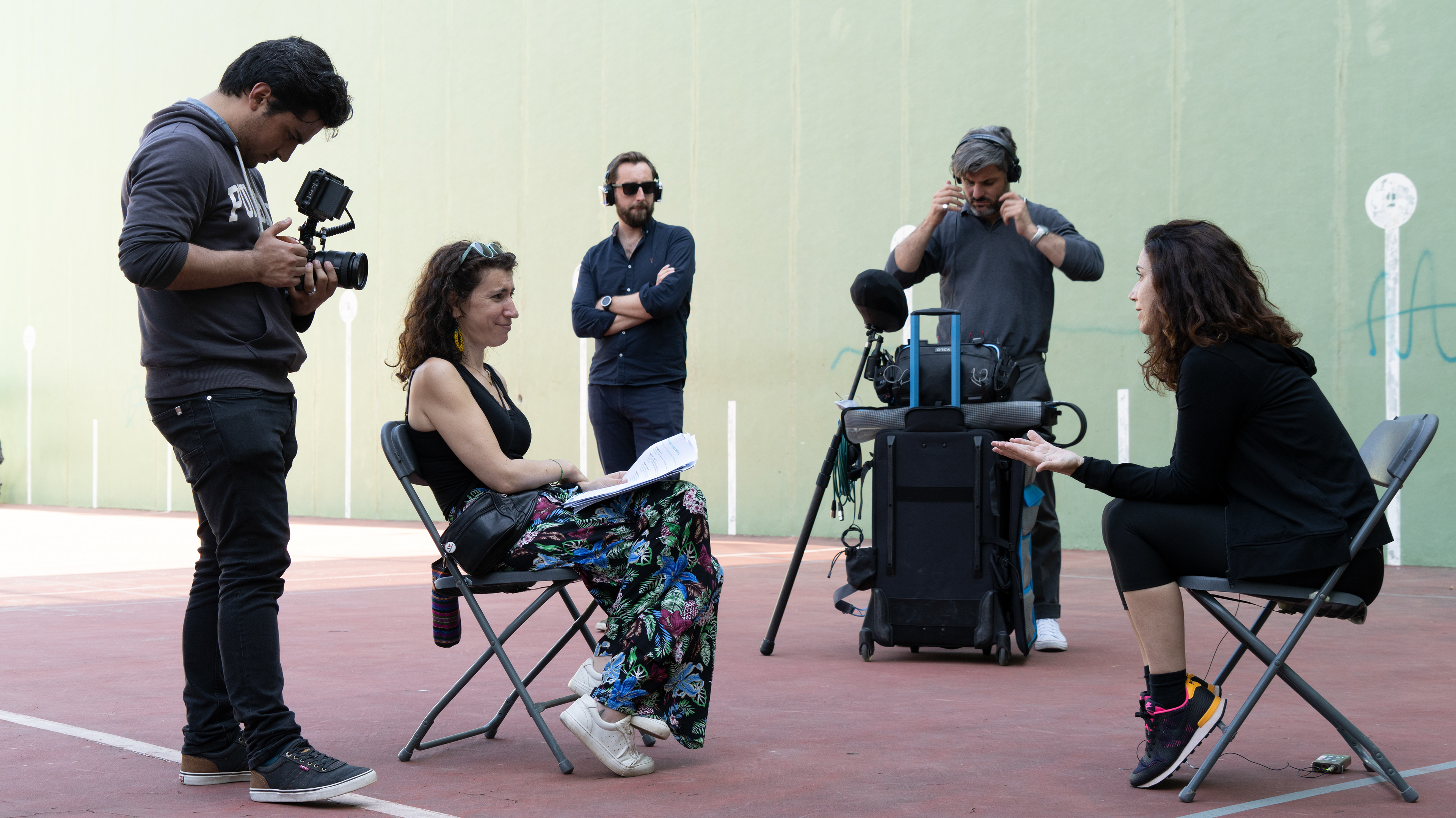 On set in Barcelona shooting with Premiere League footballer and scientist