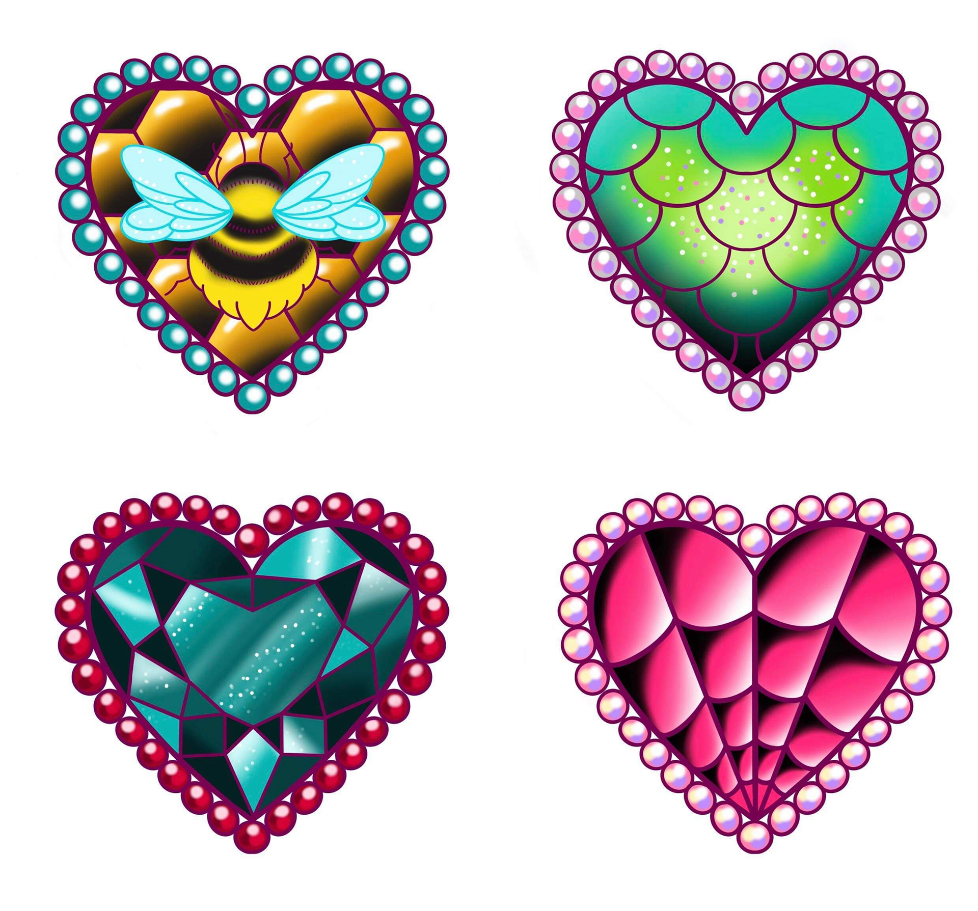 Hearts, Procreate on iPad 2019