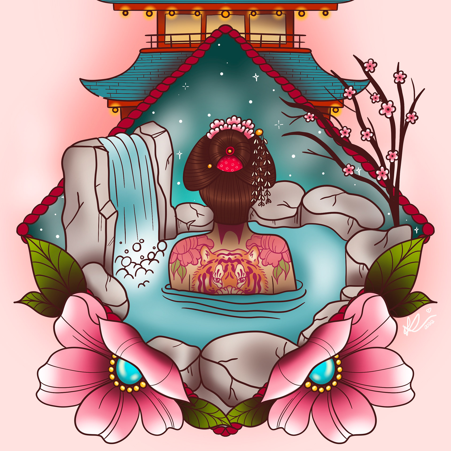 Onsen, Procreate on iPad 2022
