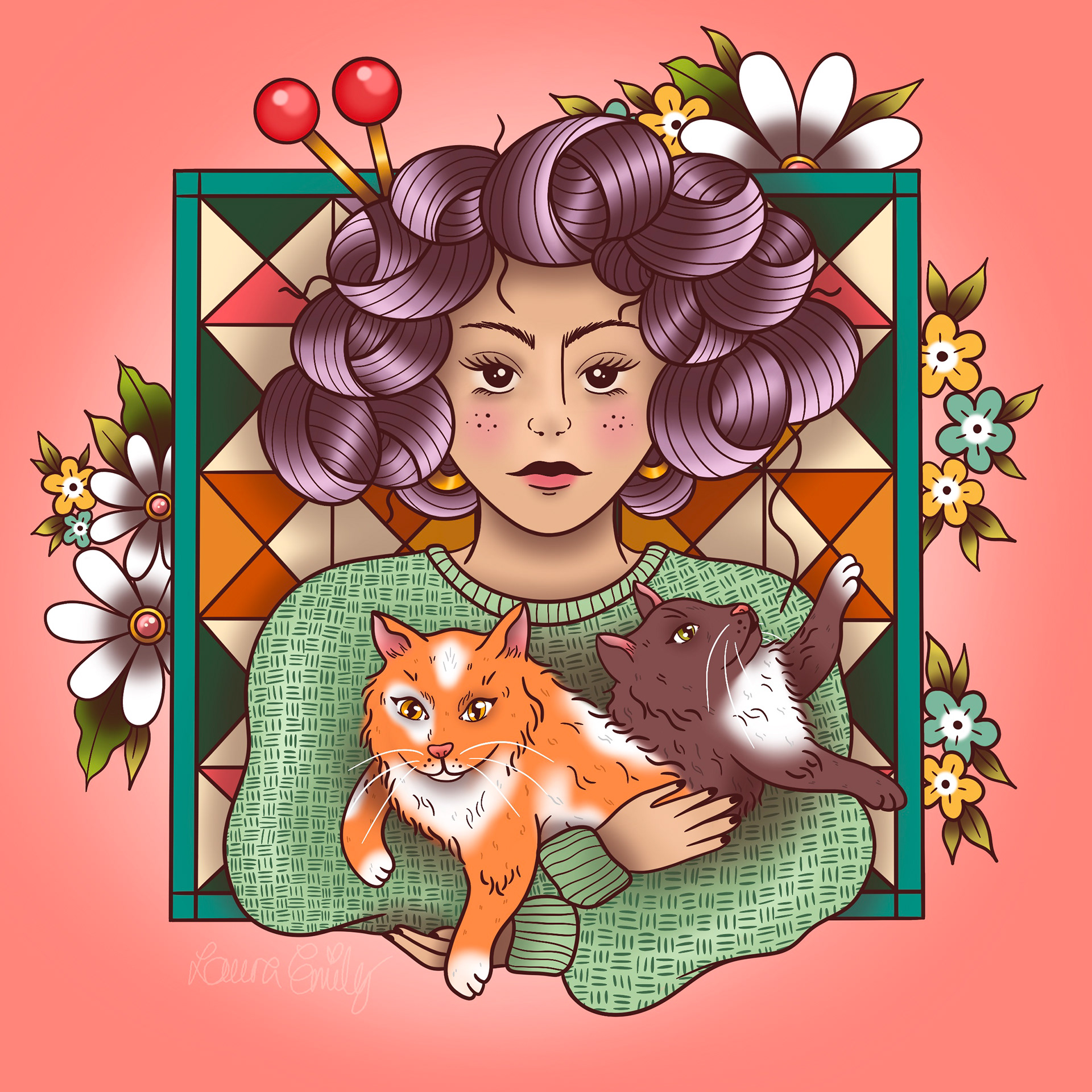 Crafting Cat Lady, Procreate on iPad 2023